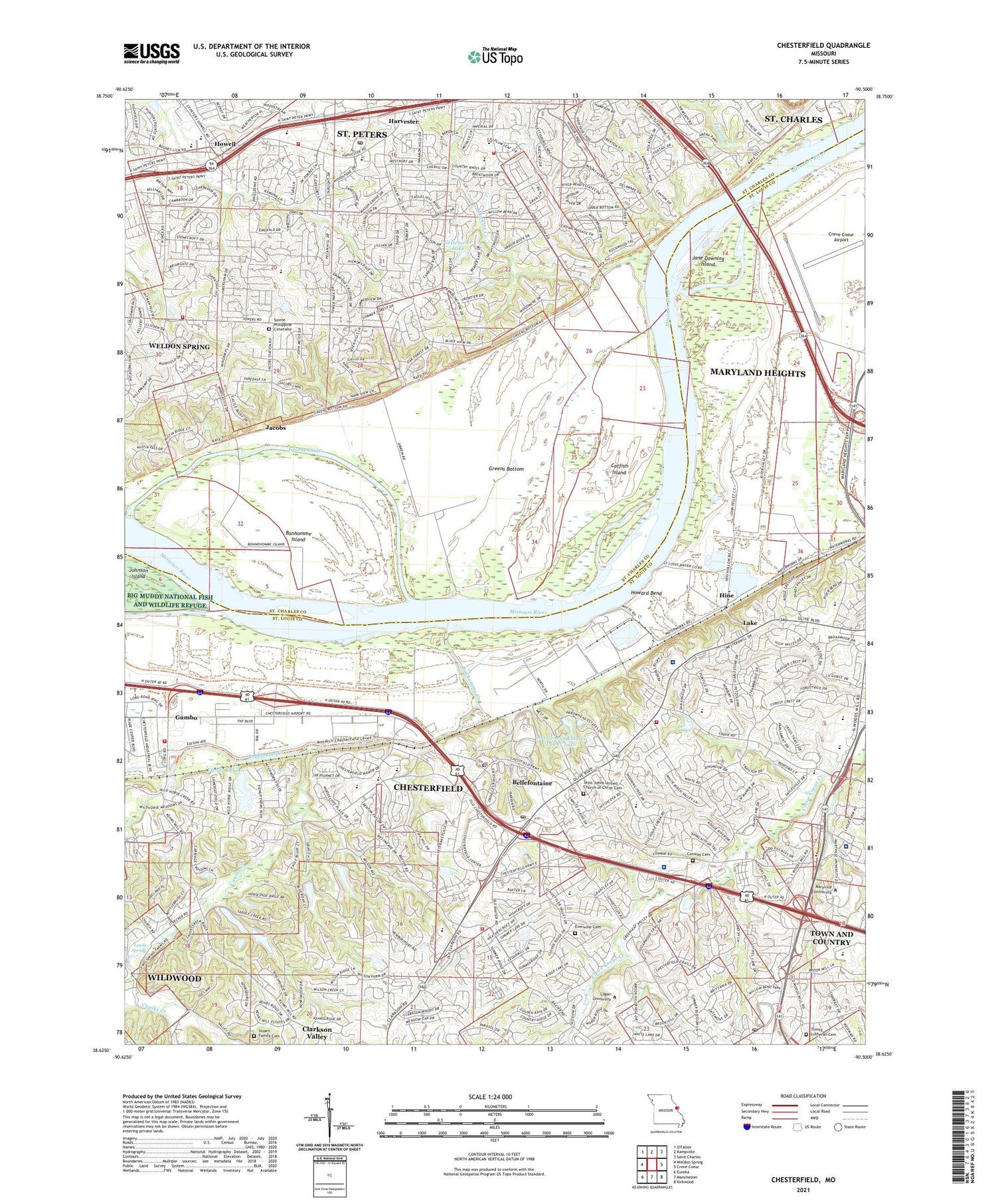 Chesterfield Missouri US Topo Map Image