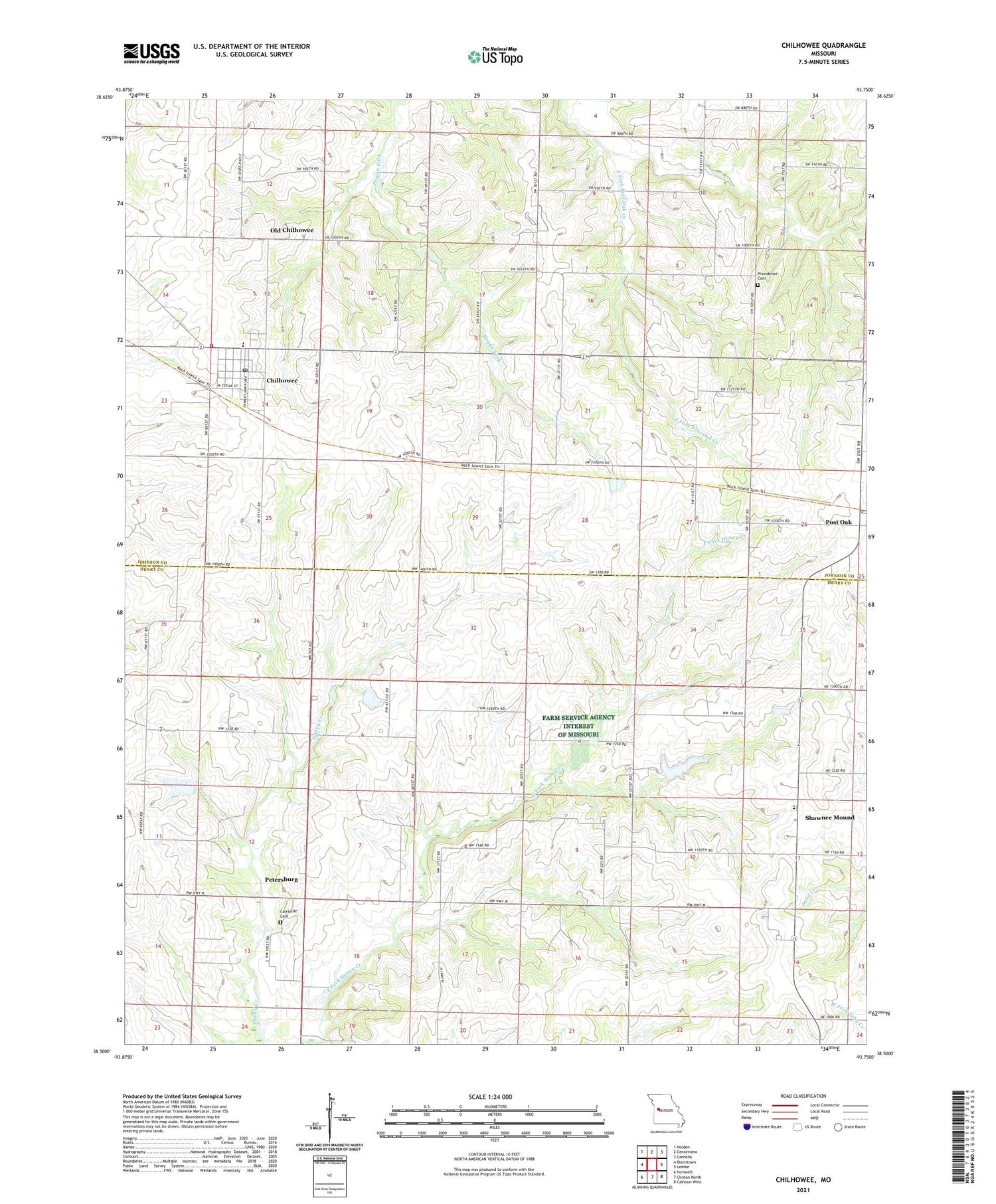 Chilhowee Missouri US Topo Map Image