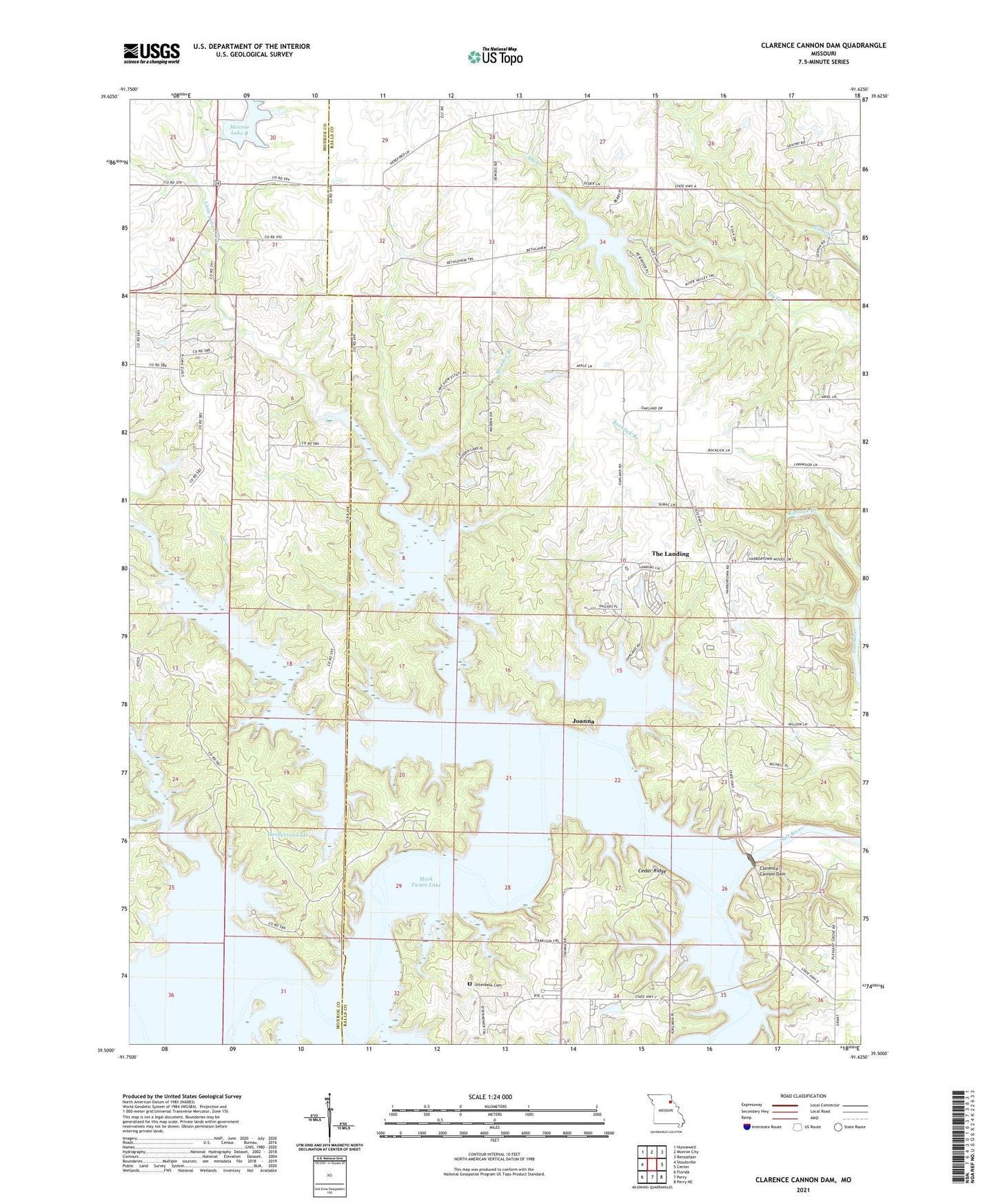 Clarence Cannon Dam Missouri US Topo Map Image