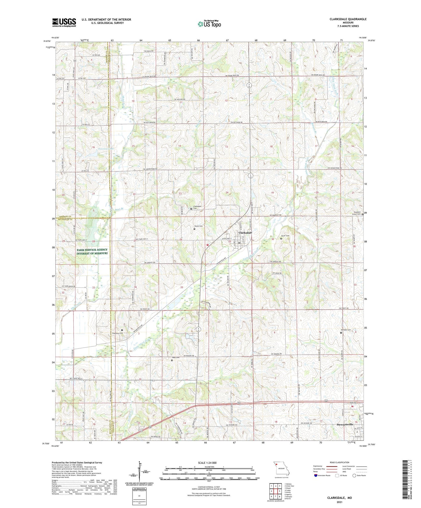Clarksdale Missouri US Topo Map Image