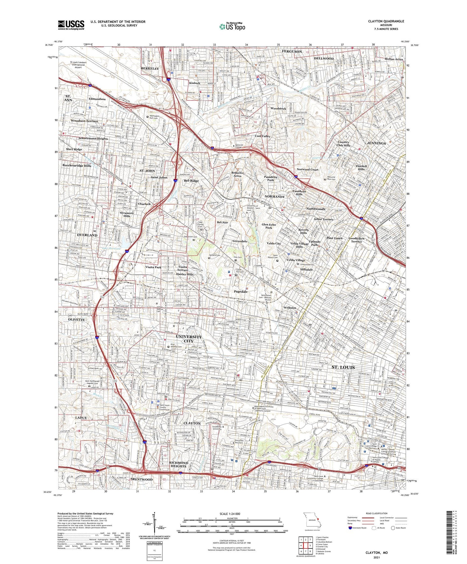 Clayton Missouri US Topo Map Image