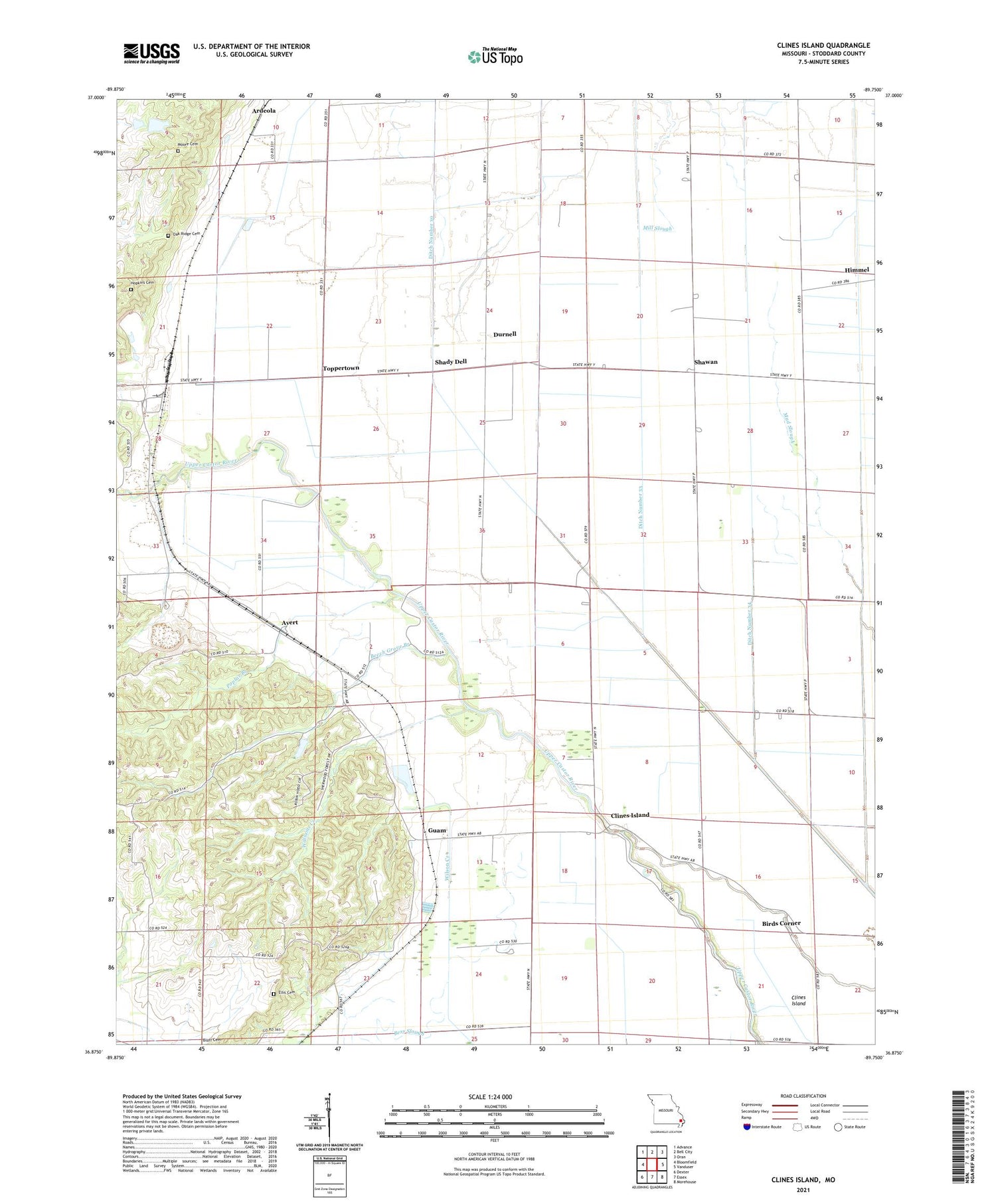 Clines Island Missouri US Topo Map Image