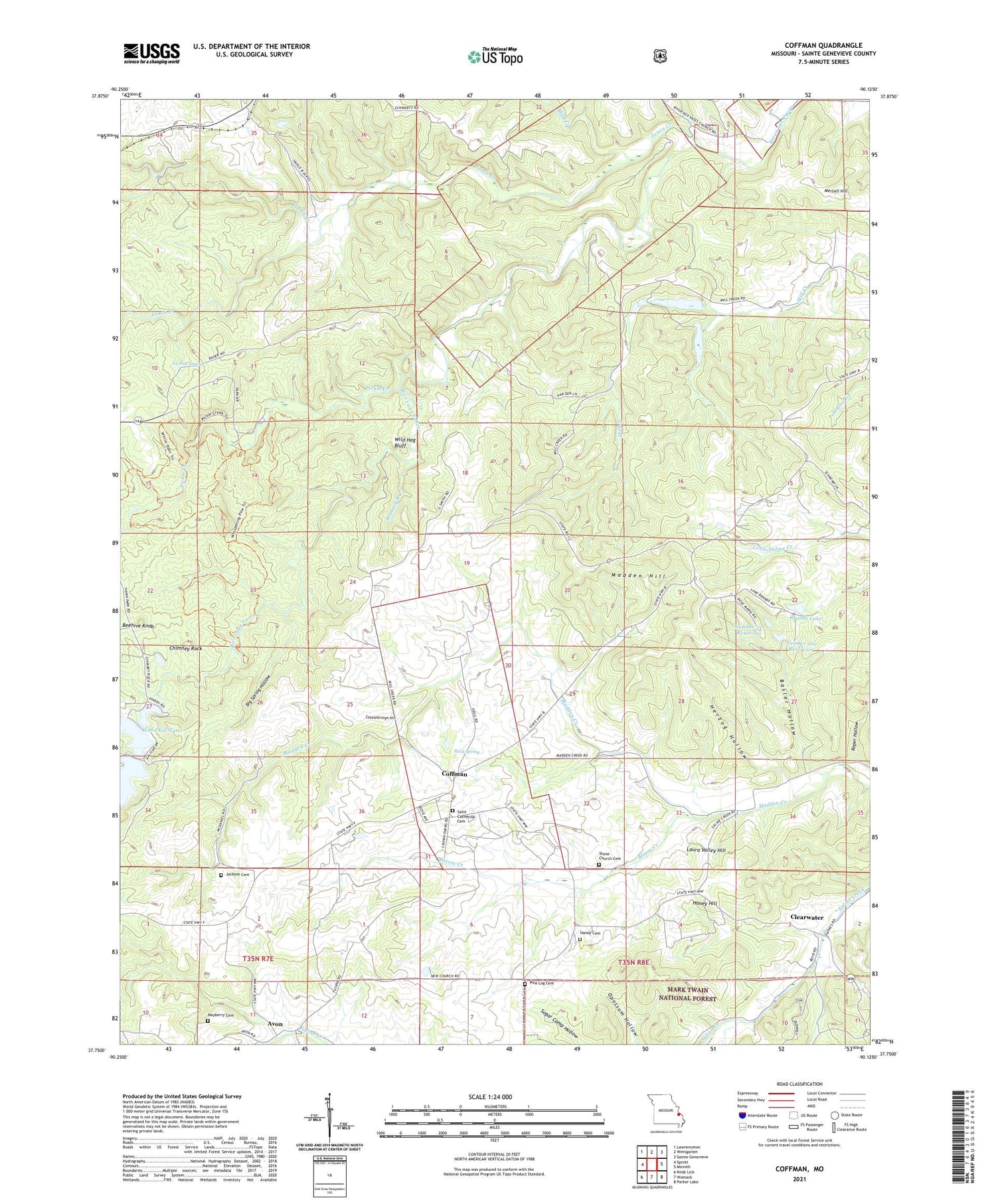 Coffman Missouri US Topo Map Image