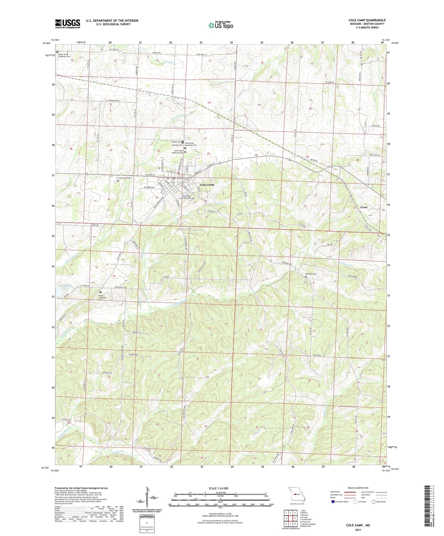 Cole Camp Missouri US Topo Map Image