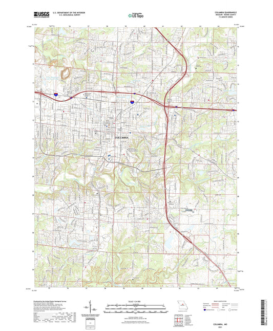 Columbia Missouri US Topo Map Image