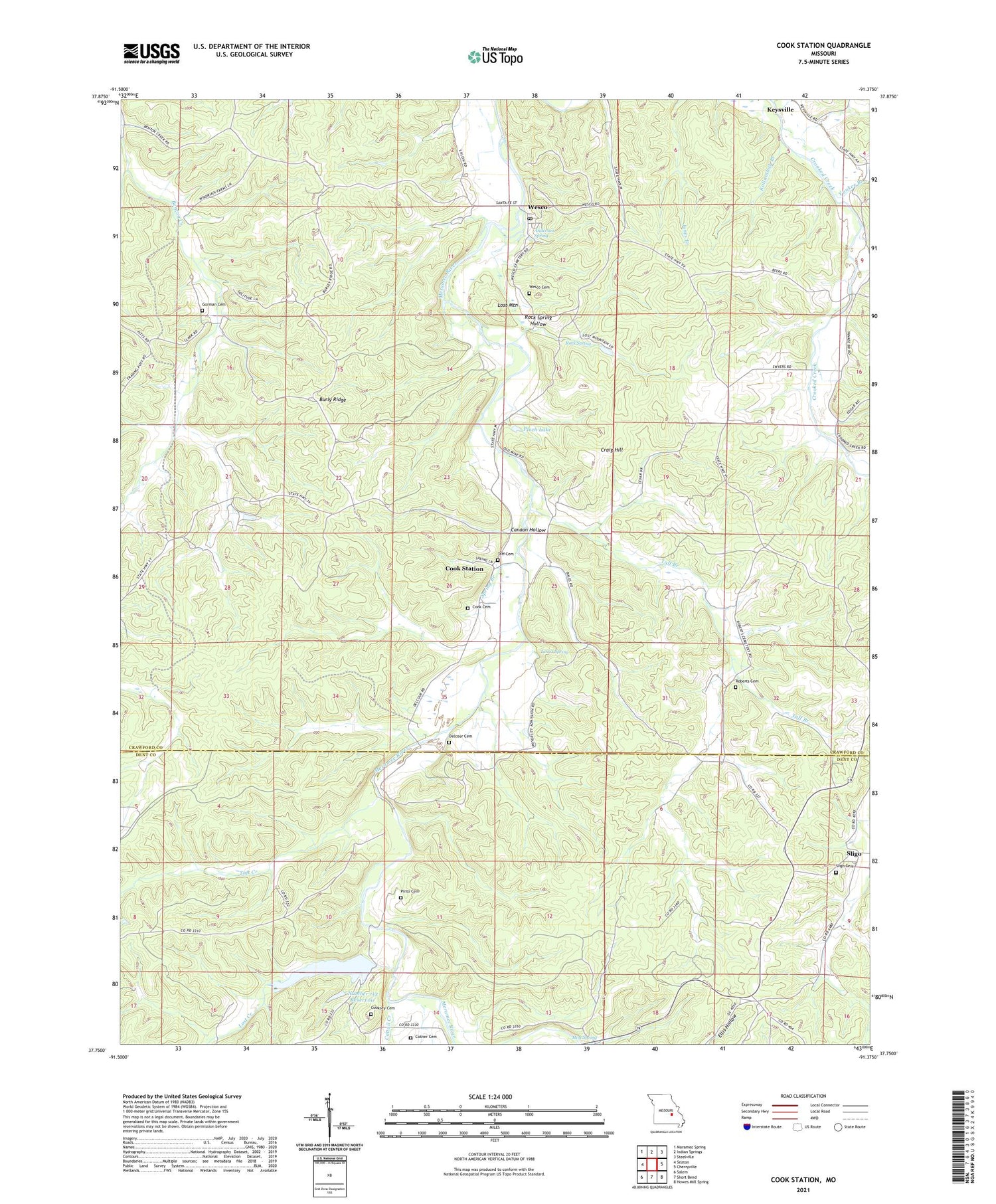 Cook Station Missouri US Topo Map Image