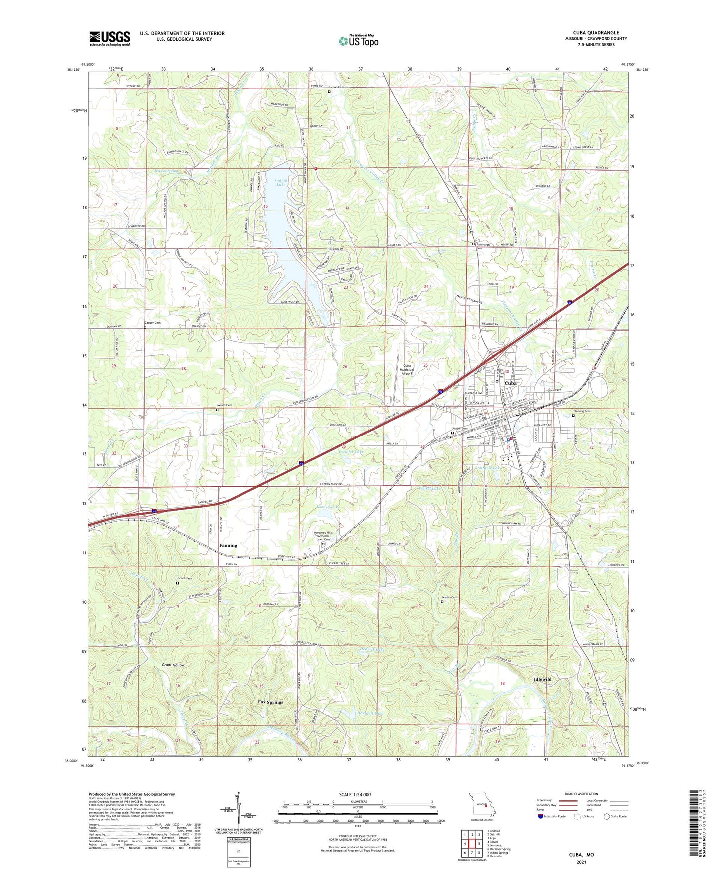Cuba Missouri US Topo Map Image