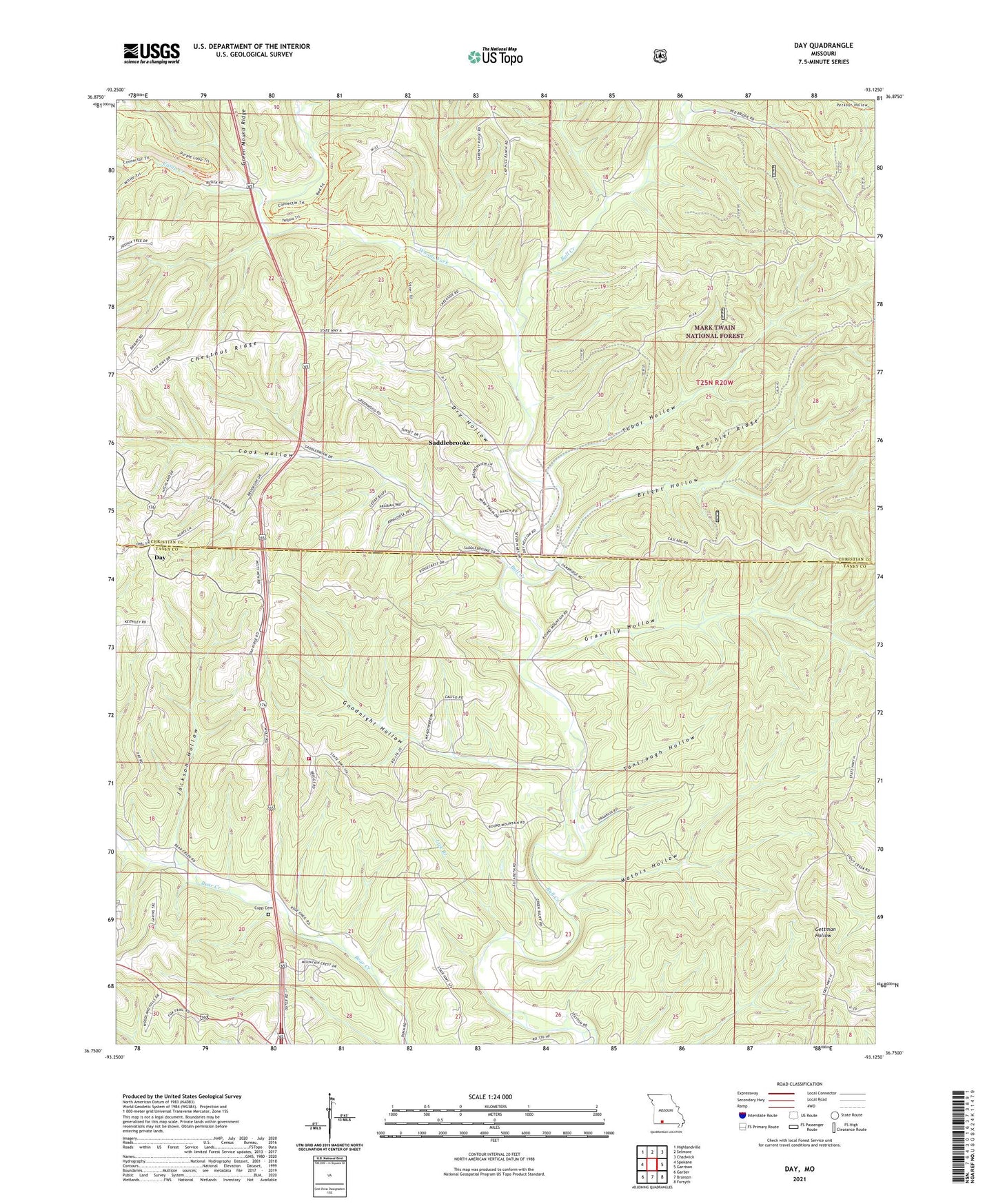 Day Missouri US Topo Map Image