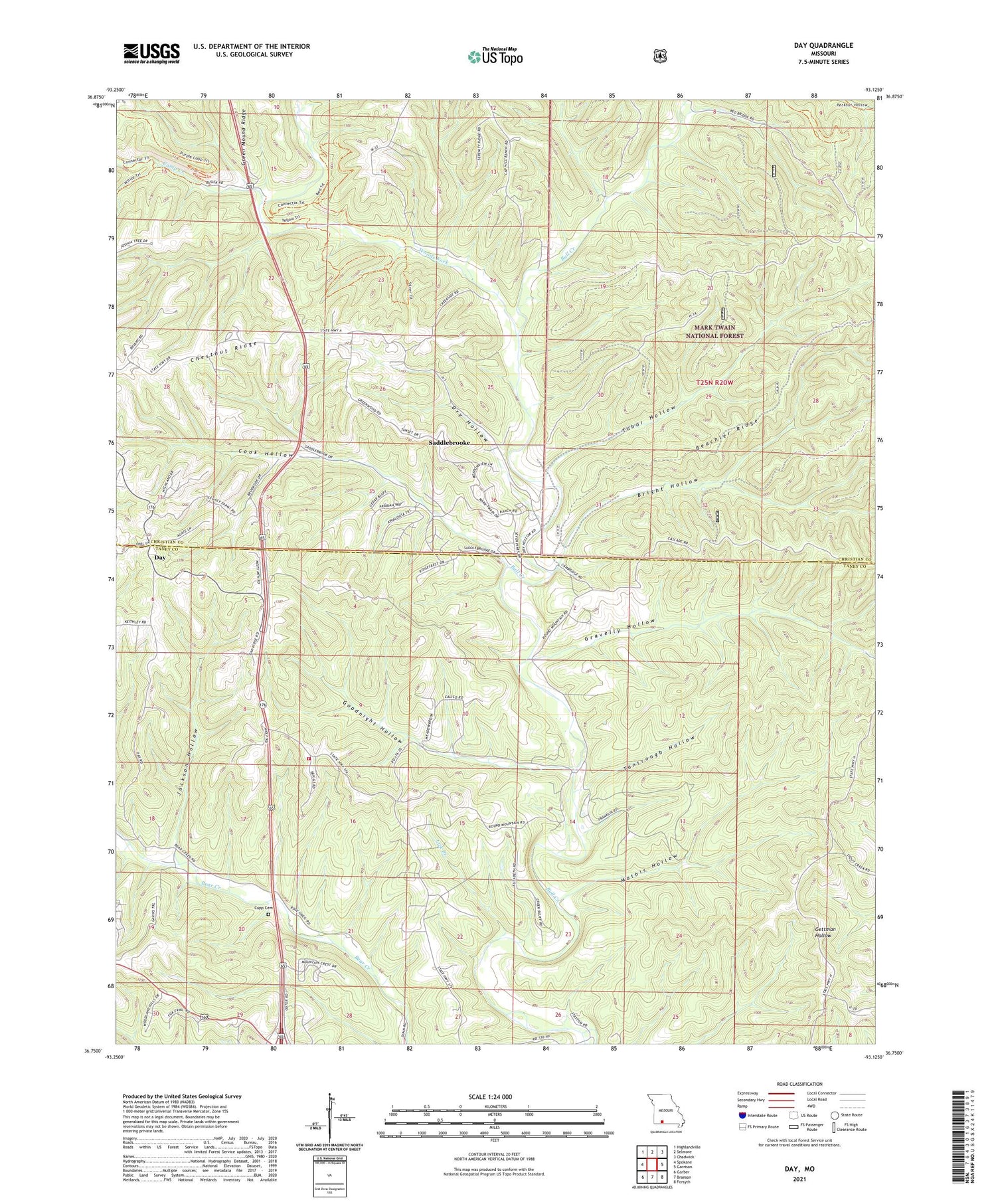 Day Missouri US Topo Map Image