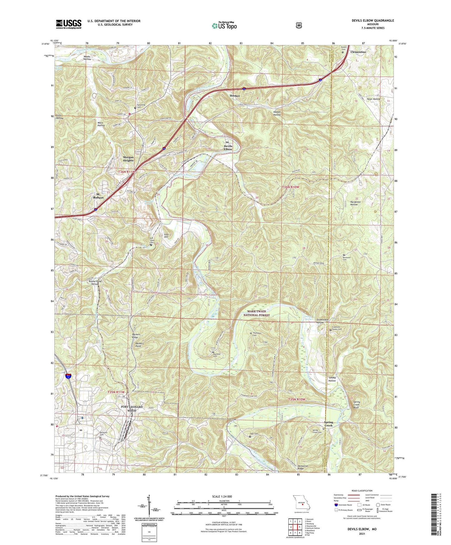 Devils Elbow Missouri US Topo Map Image