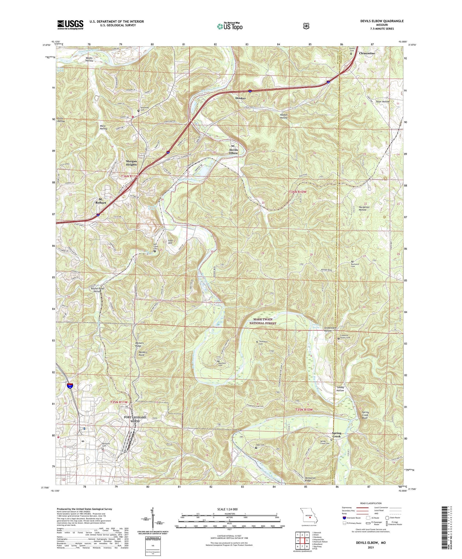 Devils Elbow Missouri US Topo Map Image