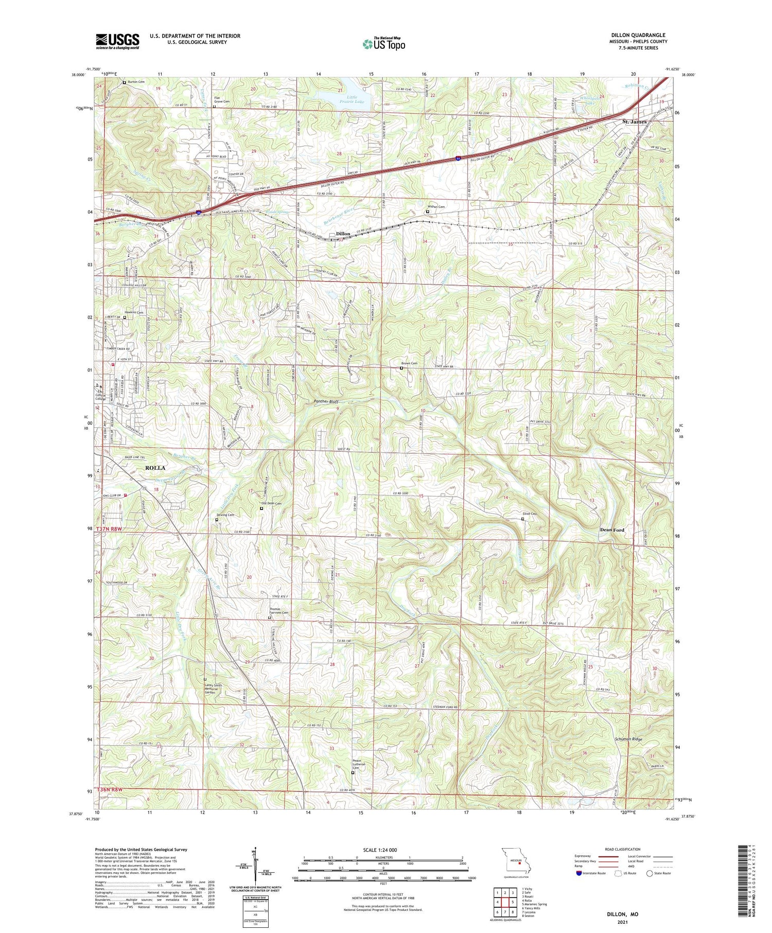 Dillon Missouri US Topo Map Image