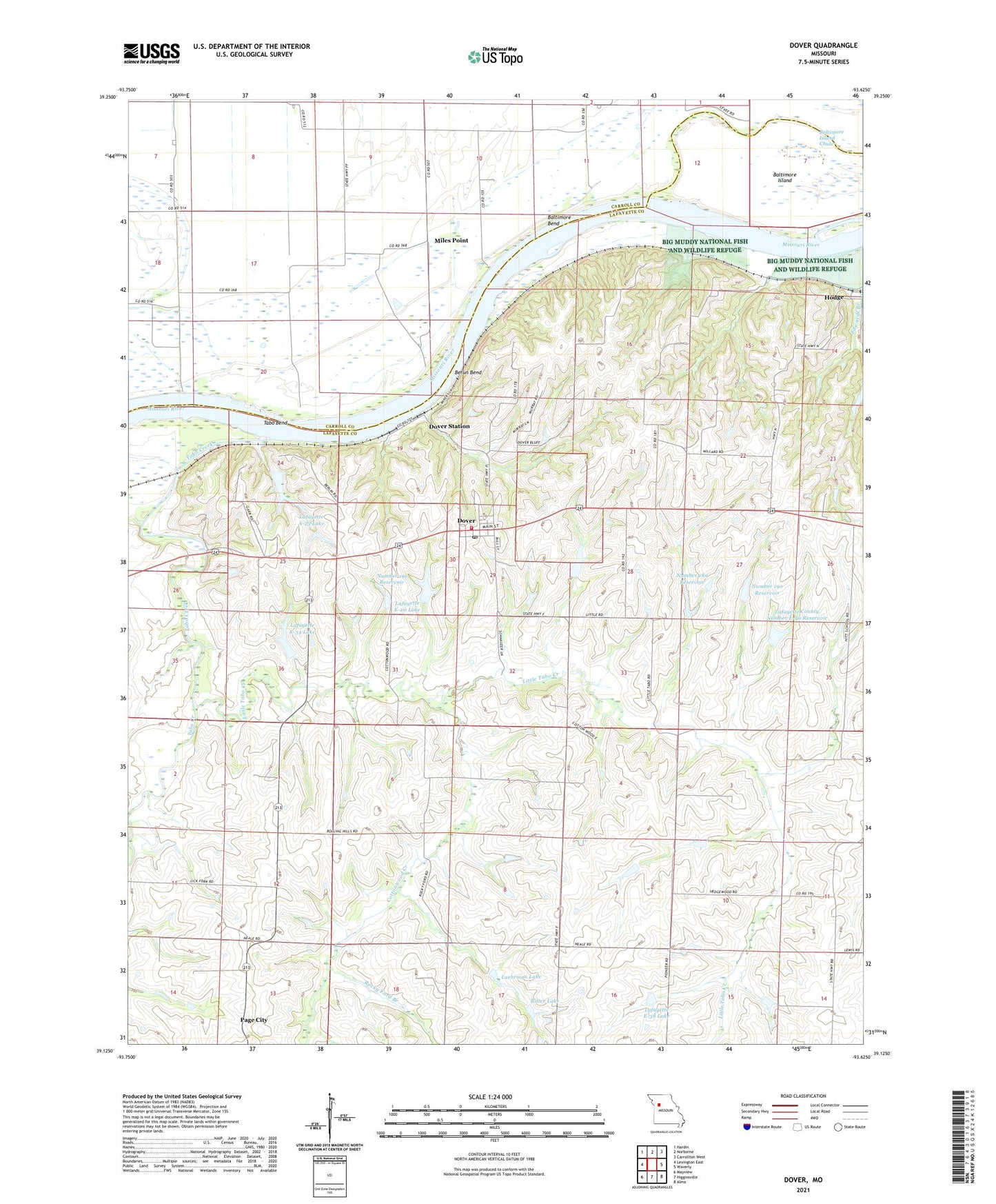 Dover Missouri US Topo Map Image
