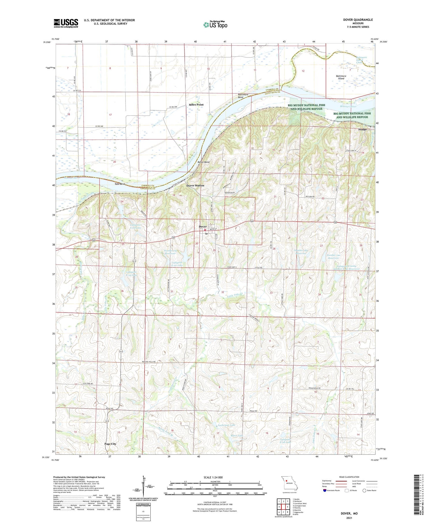 Dover Missouri US Topo Map Image