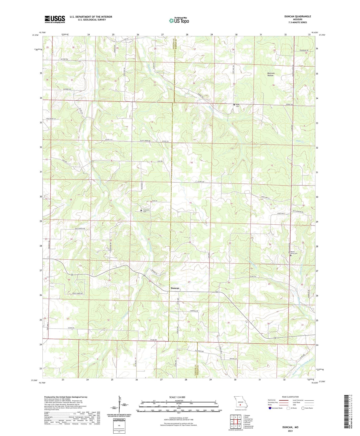 Duncan Missouri US Topo Map Image