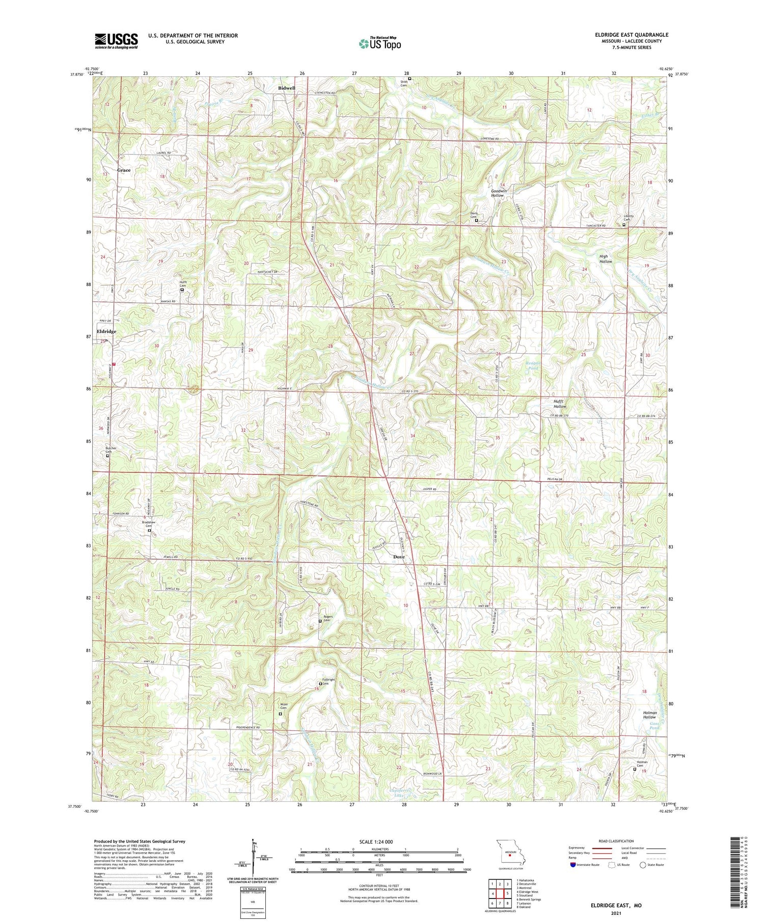 Eldridge East Missouri US Topo Map Image
