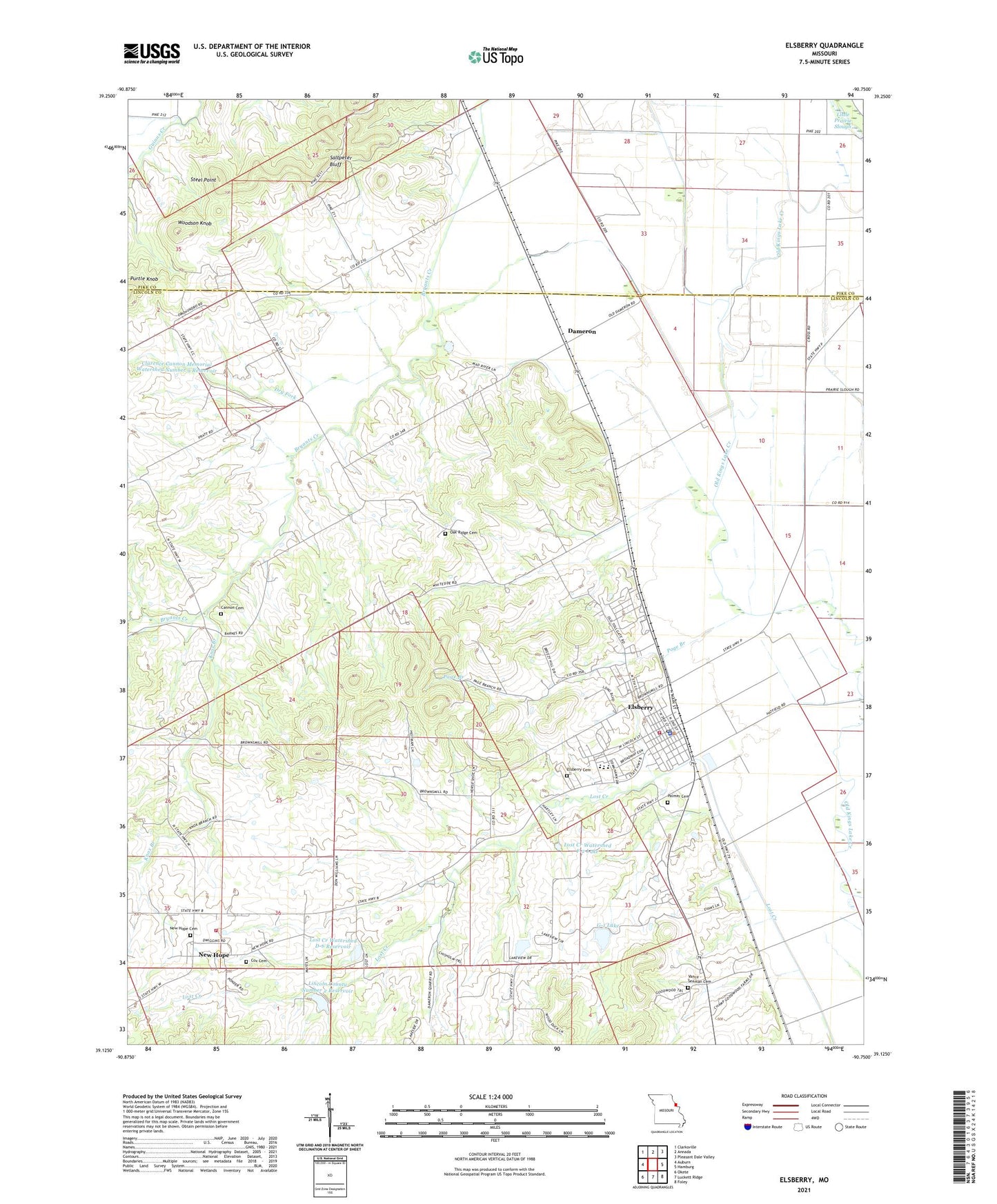 Elsberry Missouri US Topo Map Image
