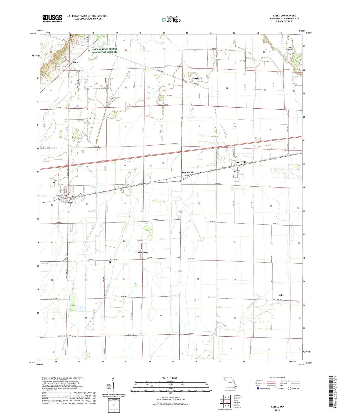 Essex Missouri US Topo Map Image