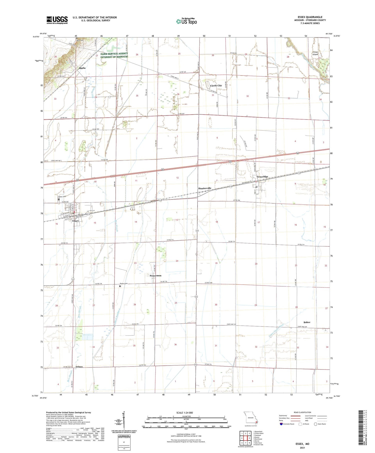 Essex Missouri US Topo Map Image