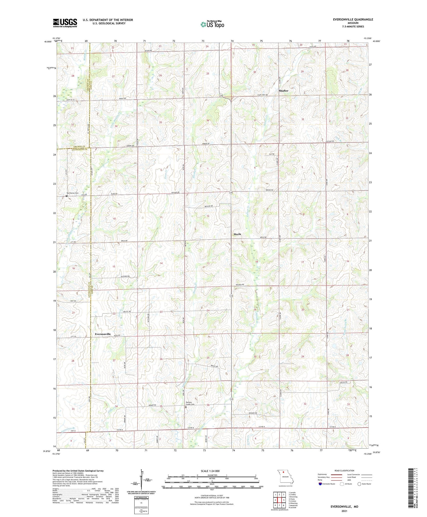 Eversonville Missouri US Topo Map Image