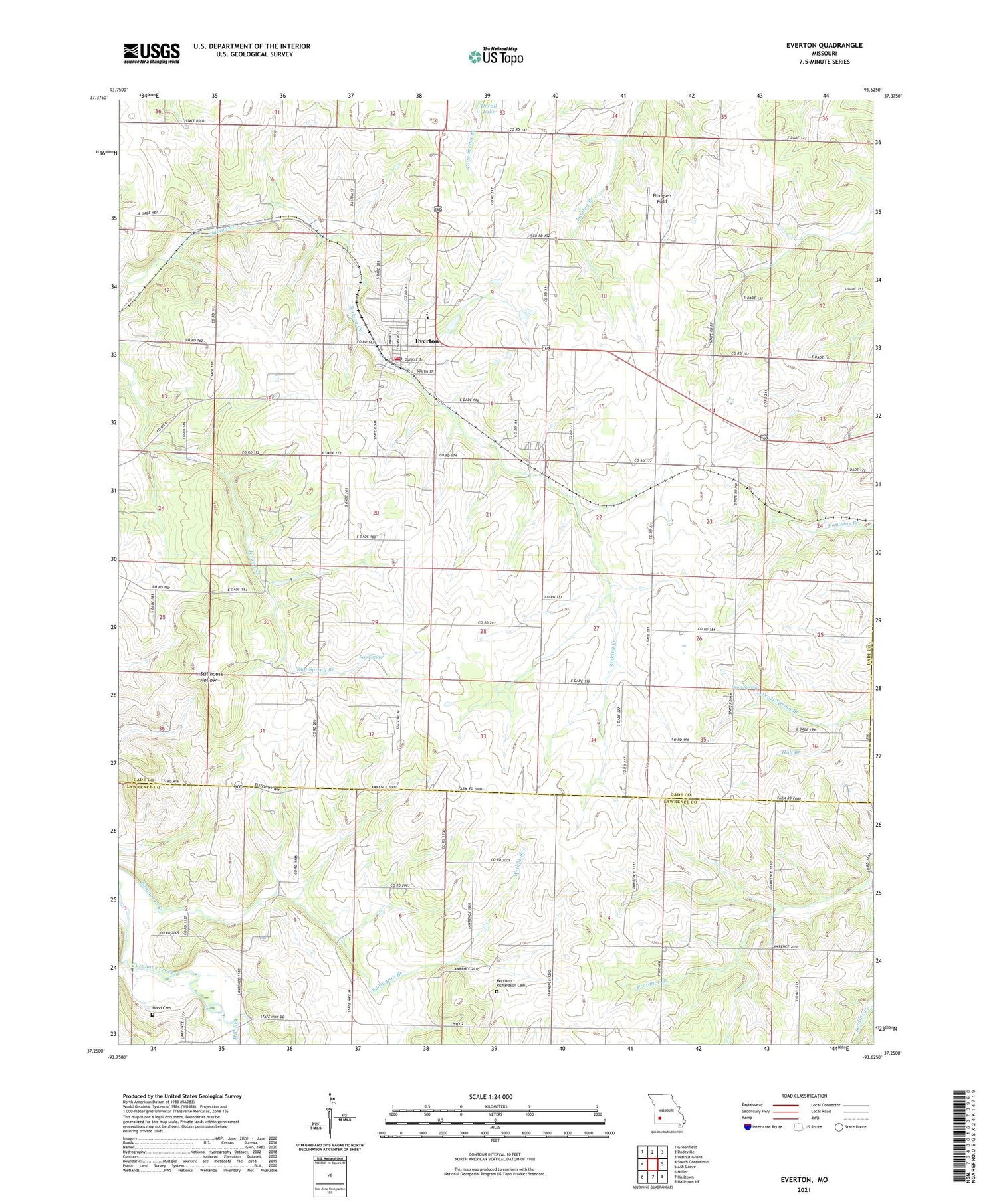 Everton Missouri US Topo Map Image