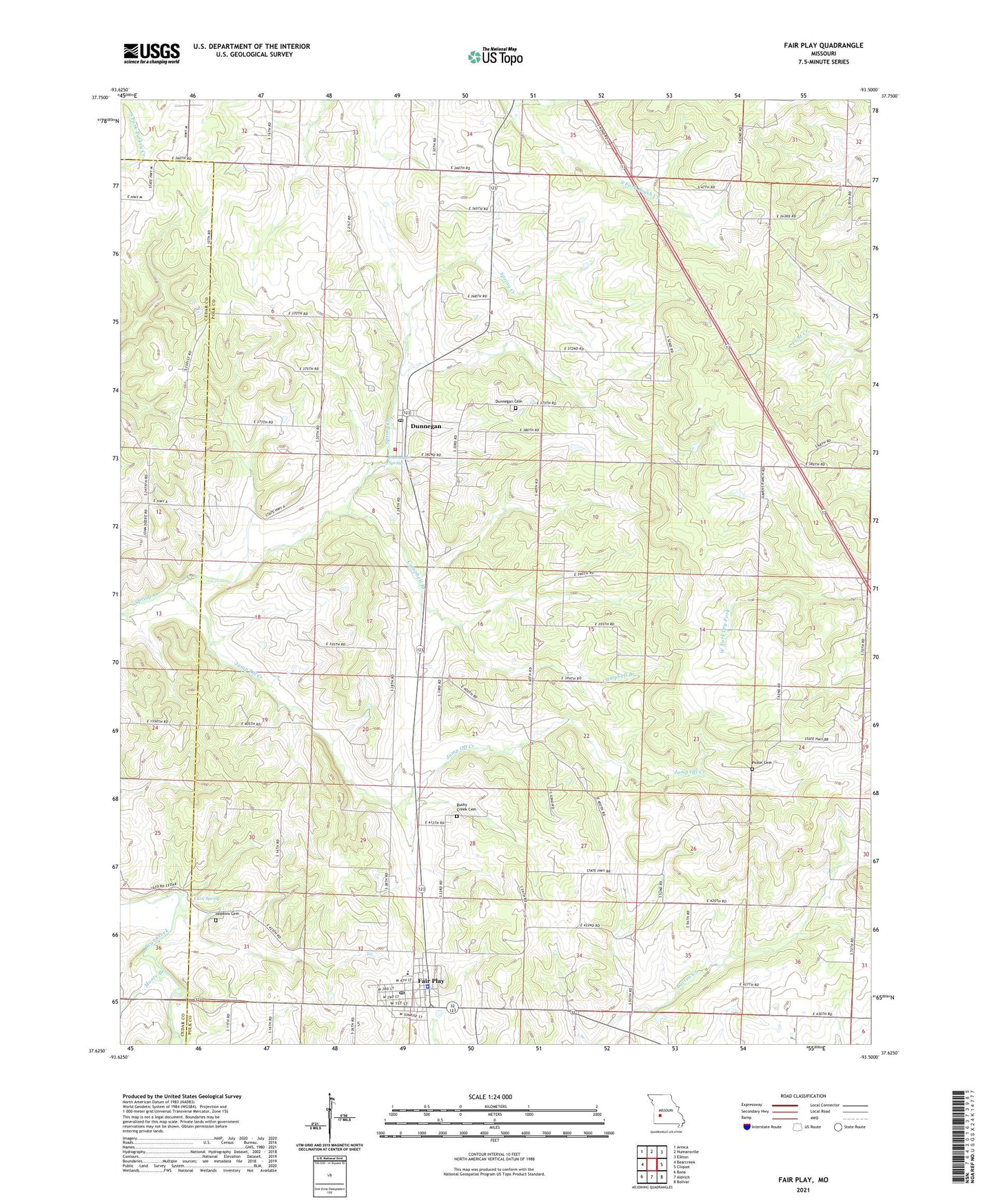 Fair Play Missouri US Topo Map Image