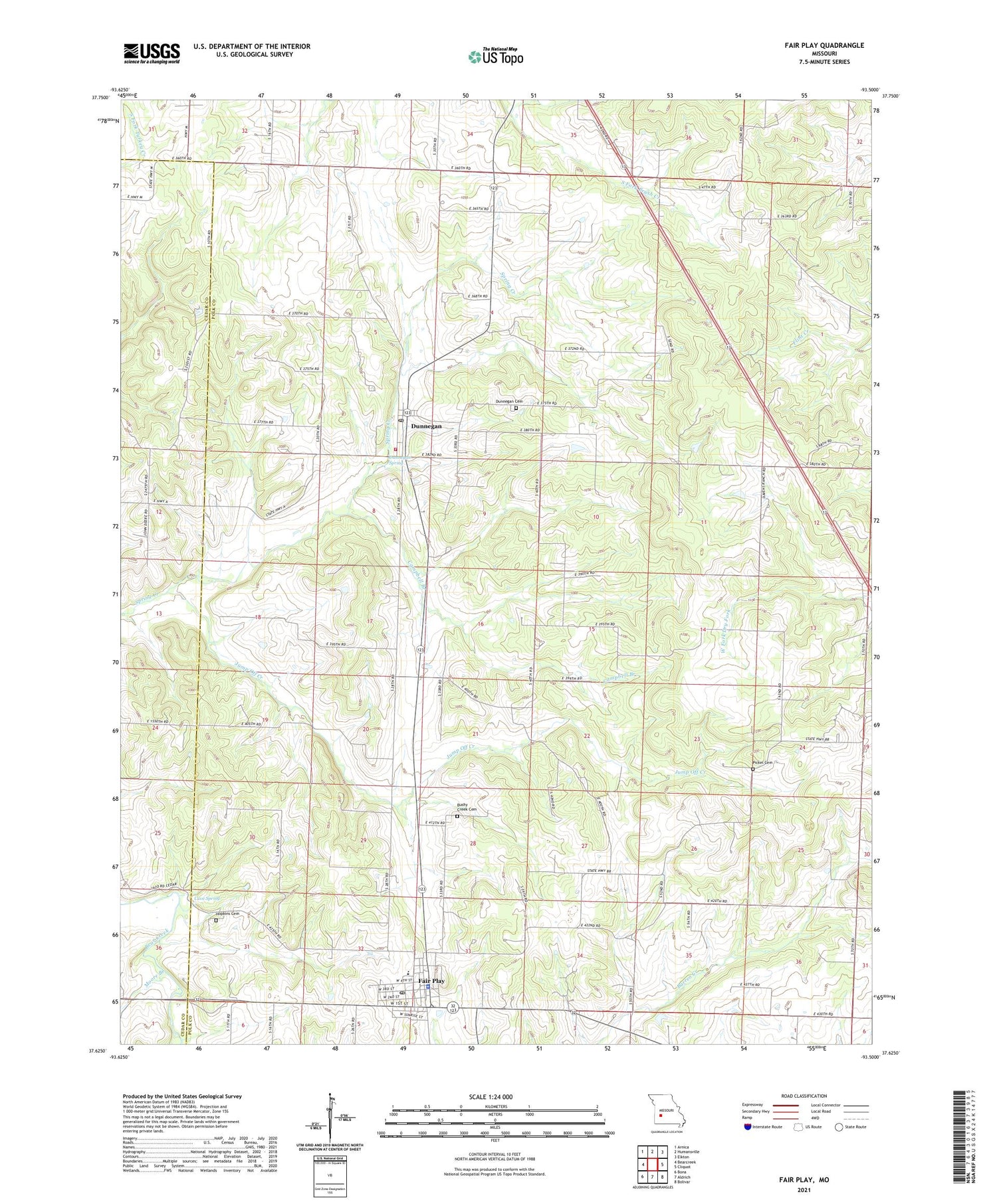 Fair Play Missouri US Topo Map Image