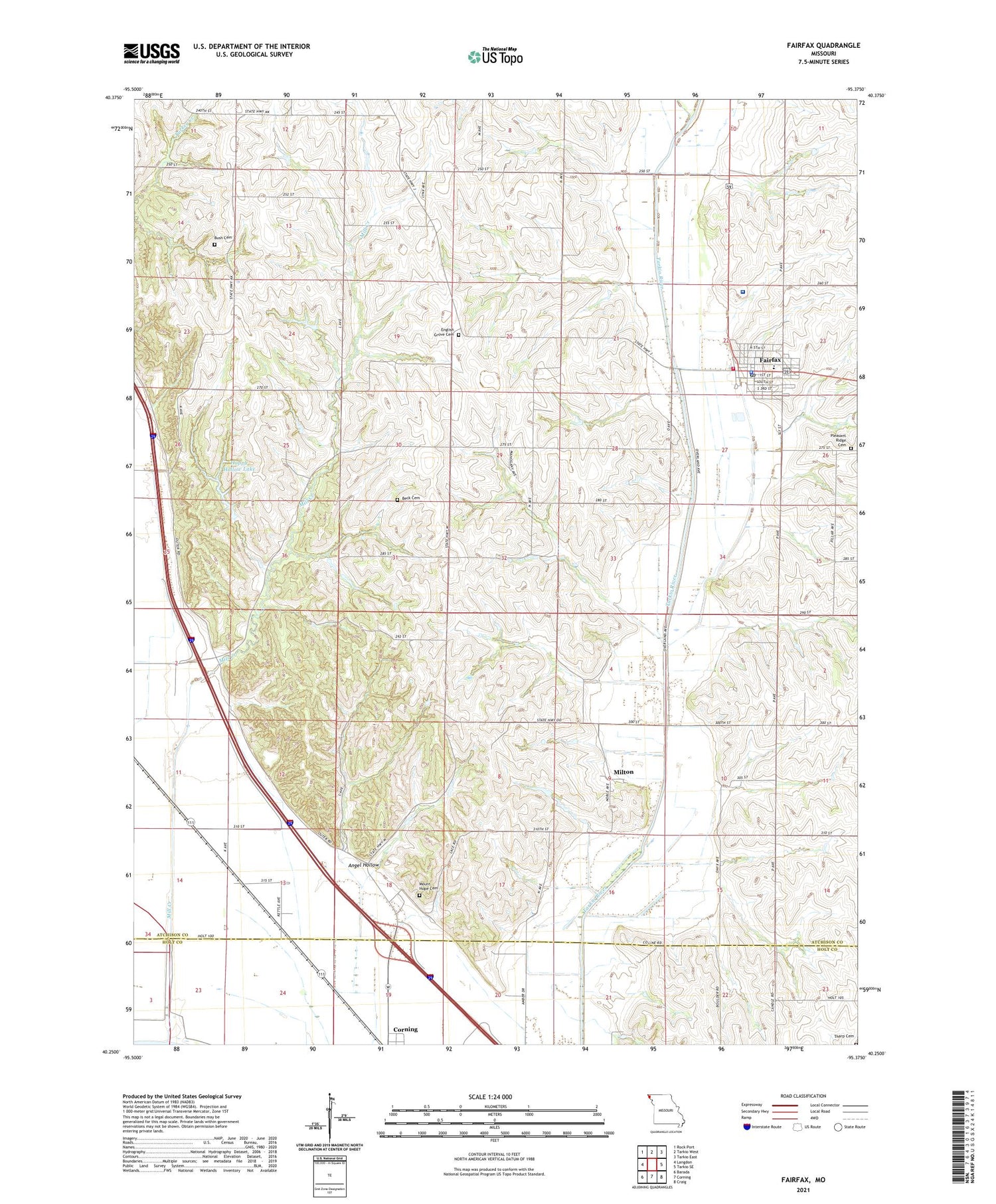 Fairfax Missouri US Topo Map Image