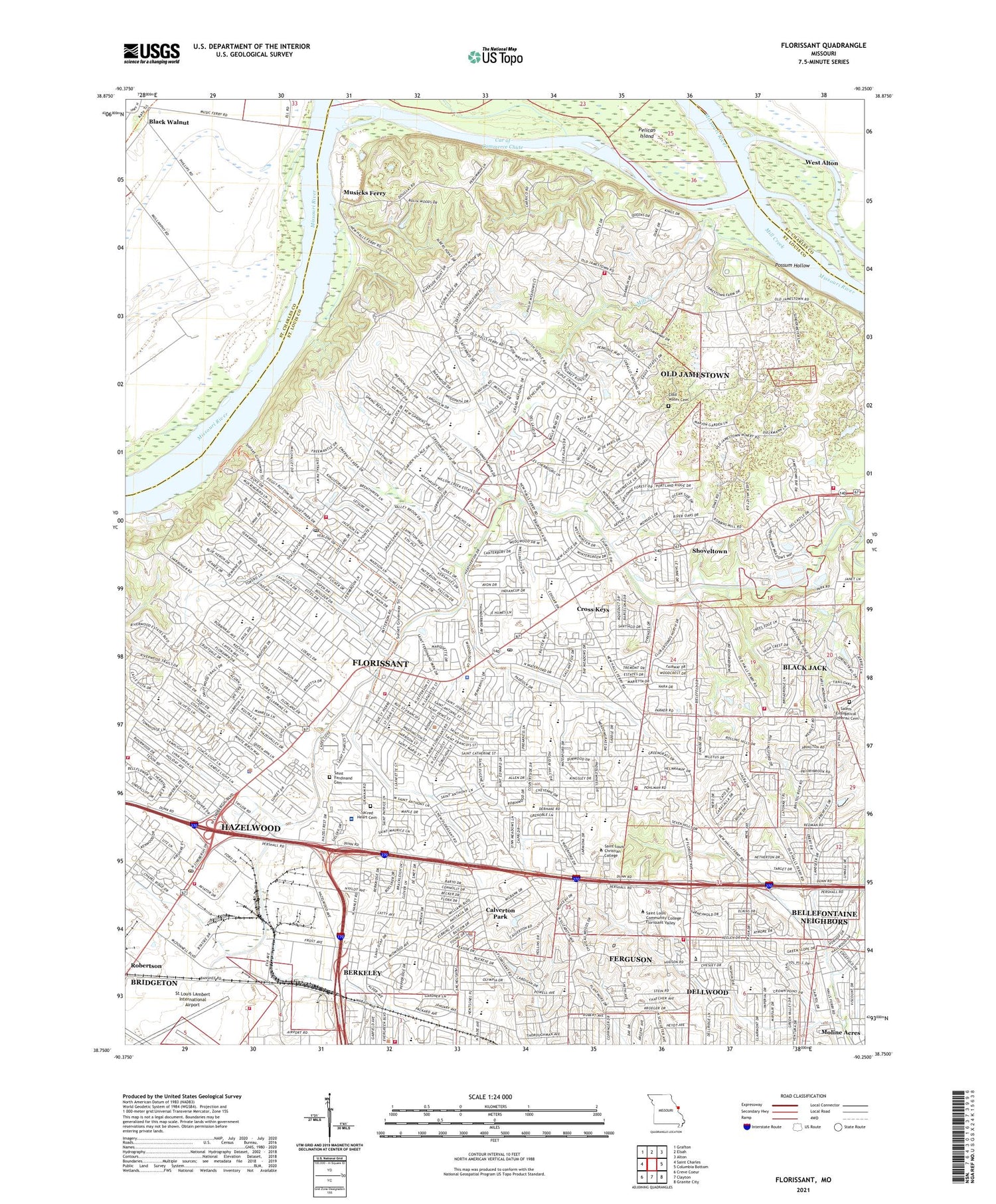 Florissant Missouri US Topo Map Image
