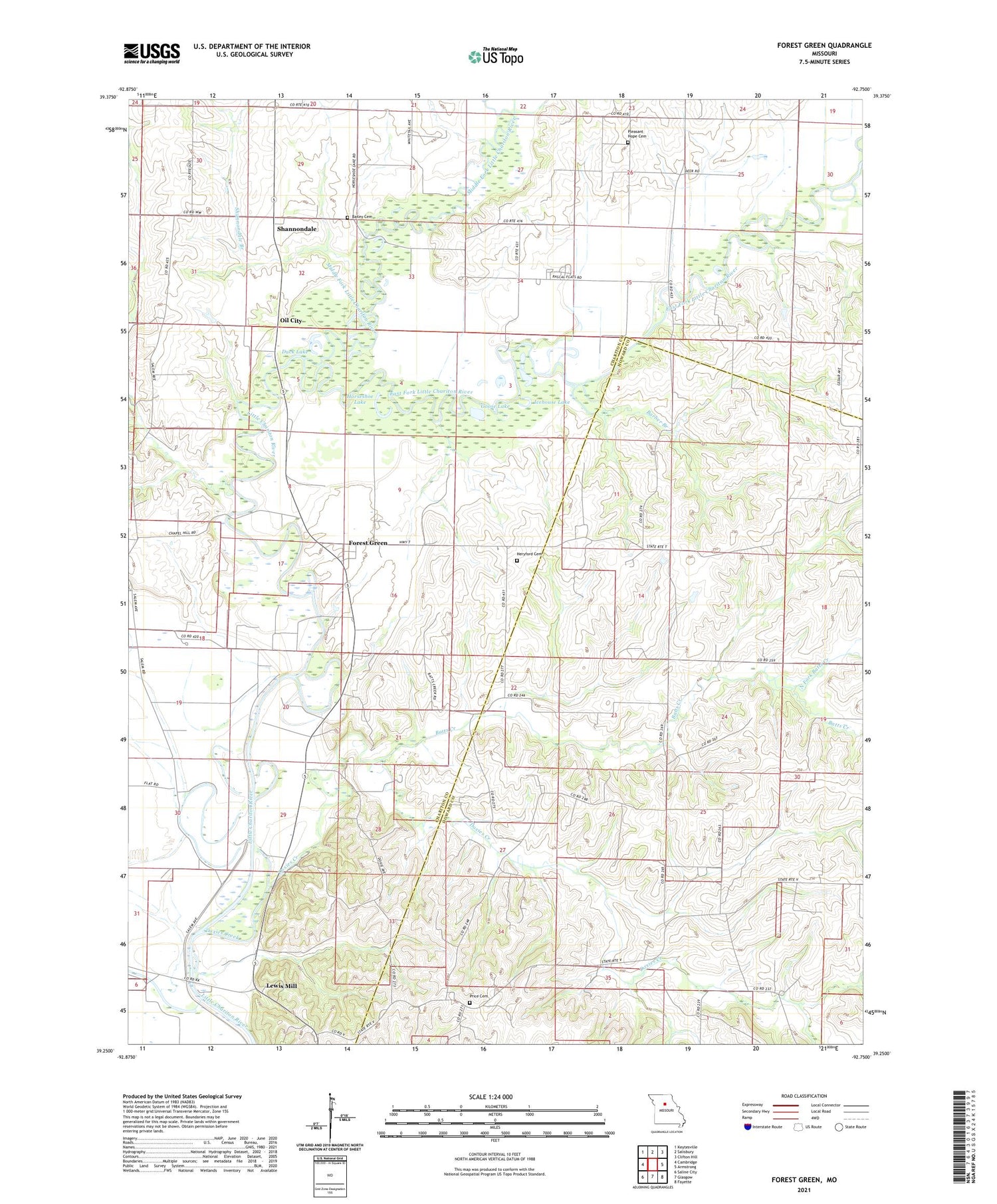 Forest Green Missouri US Topo Map Image
