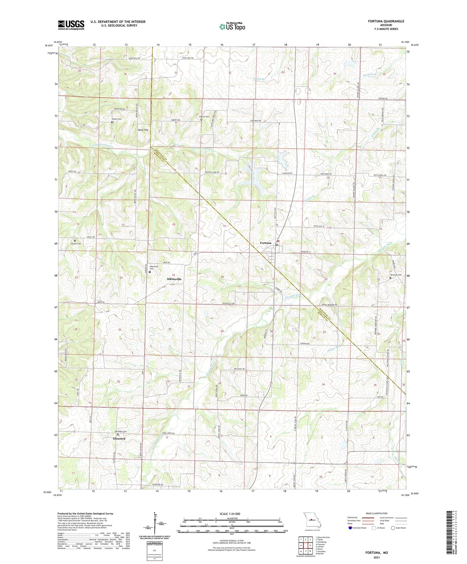 Fortuna Missouri US Topo Map Image