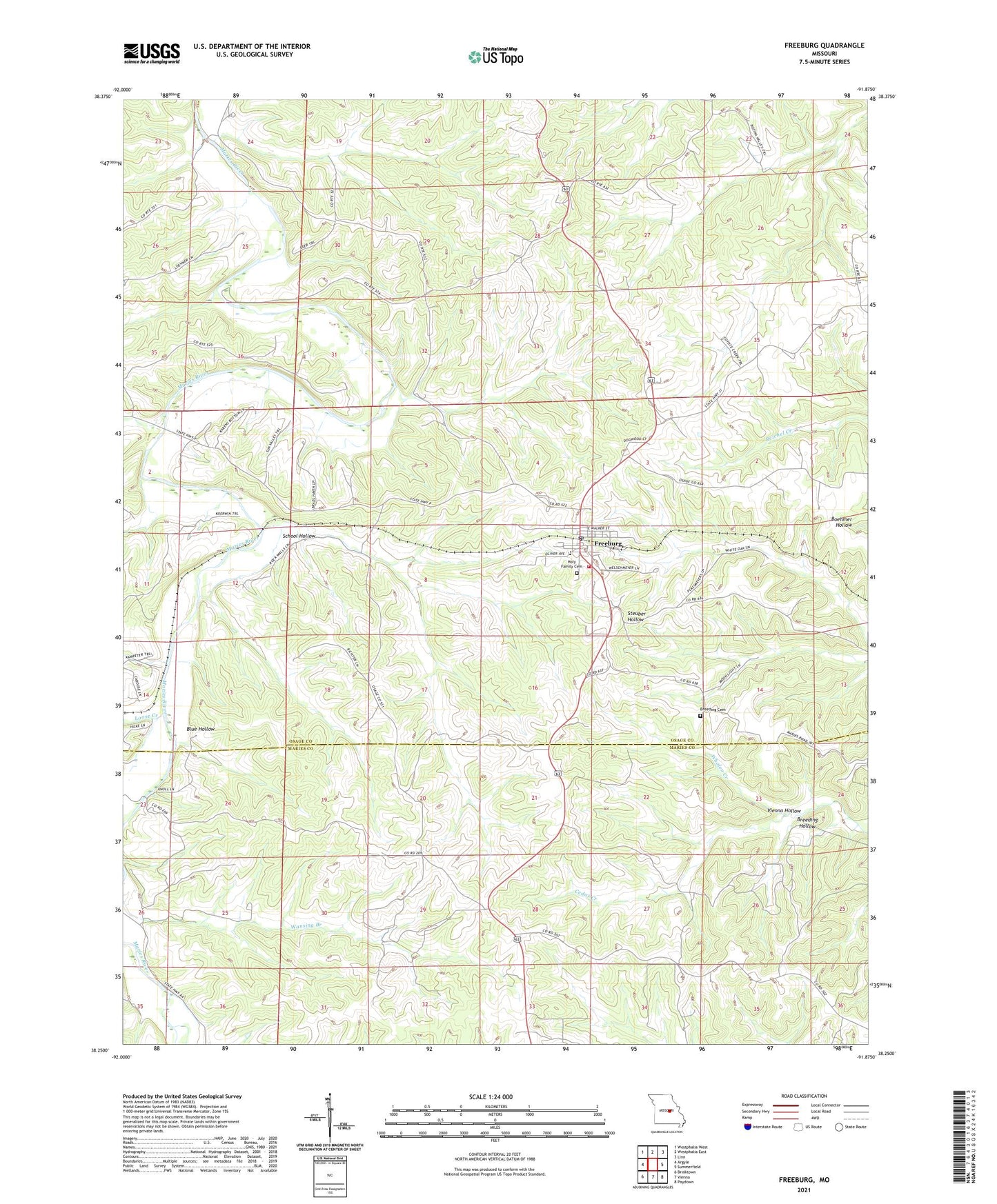 Freeburg Missouri US Topo Map Image