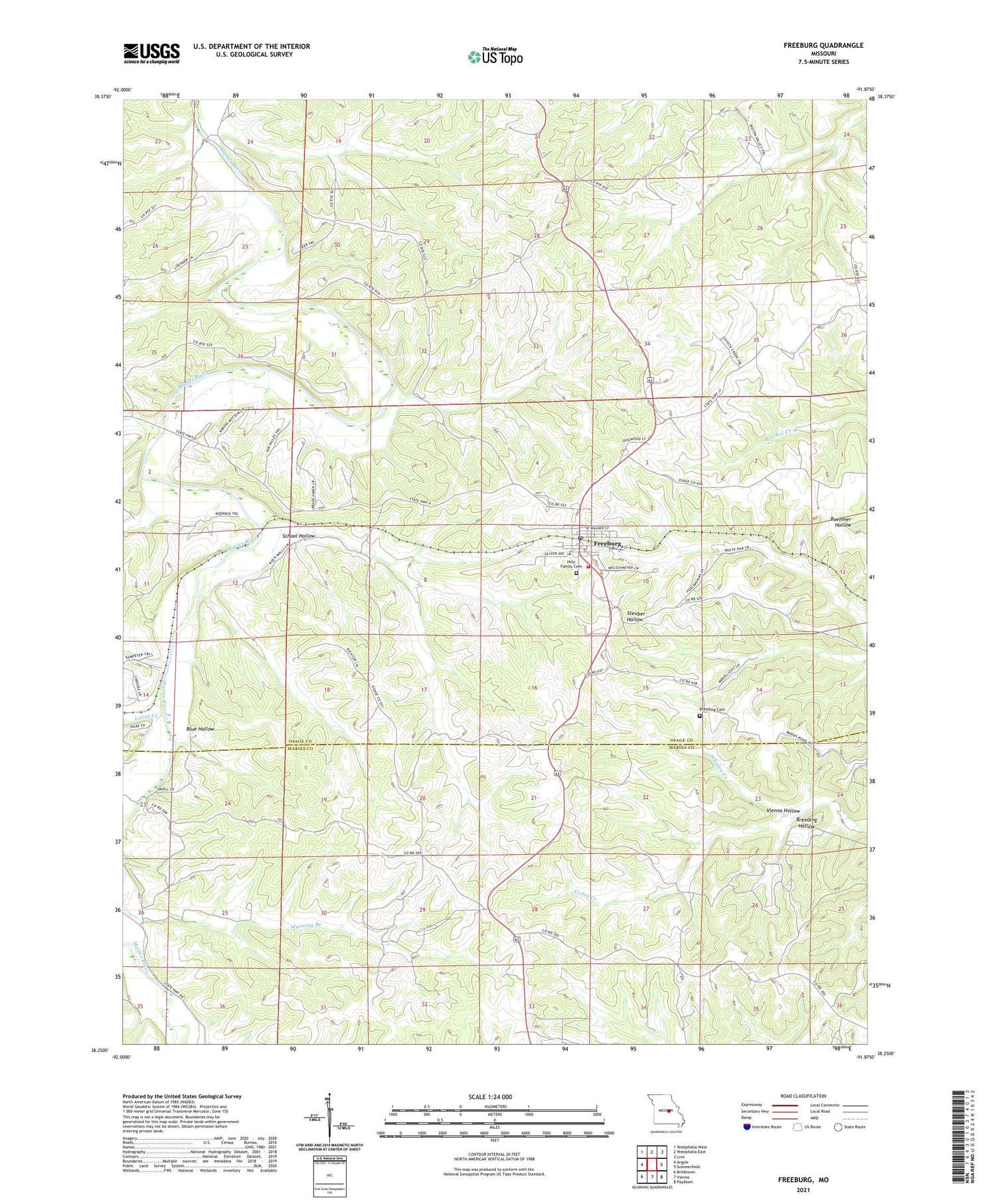 Freeburg Missouri US Topo Map Image