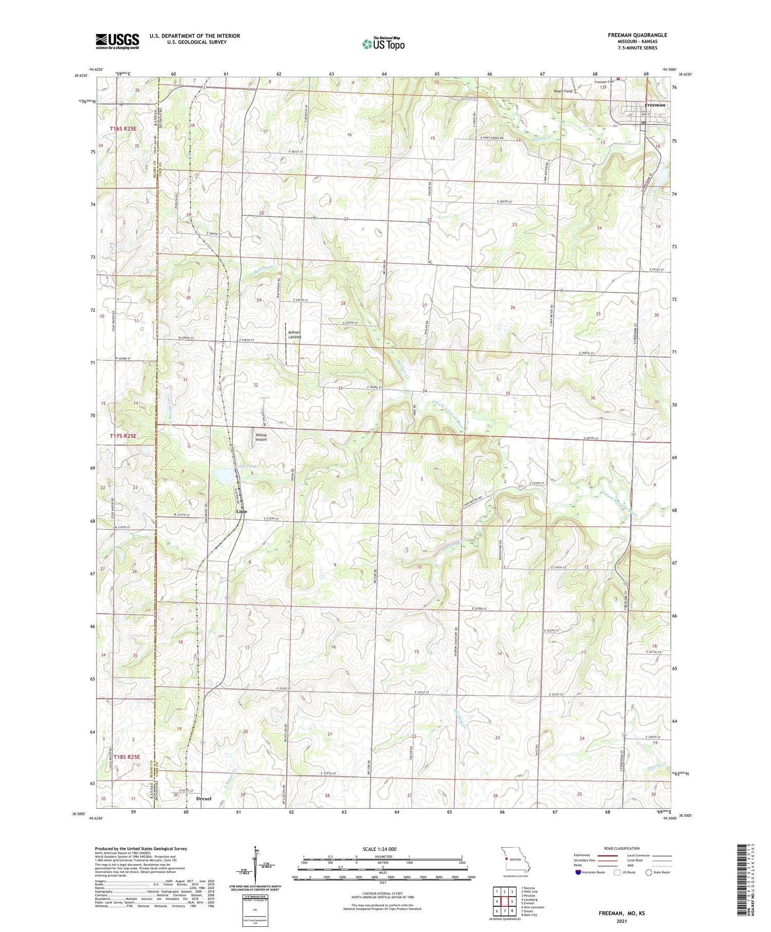 Freeman Missouri US Topo Map Image