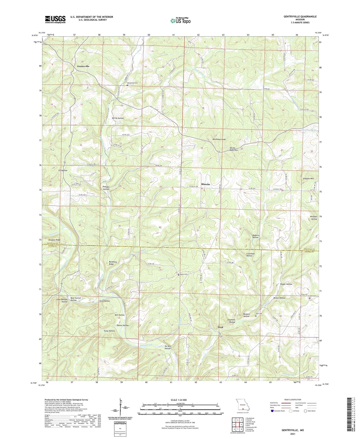 Gentryville Missouri US Topo Map Image