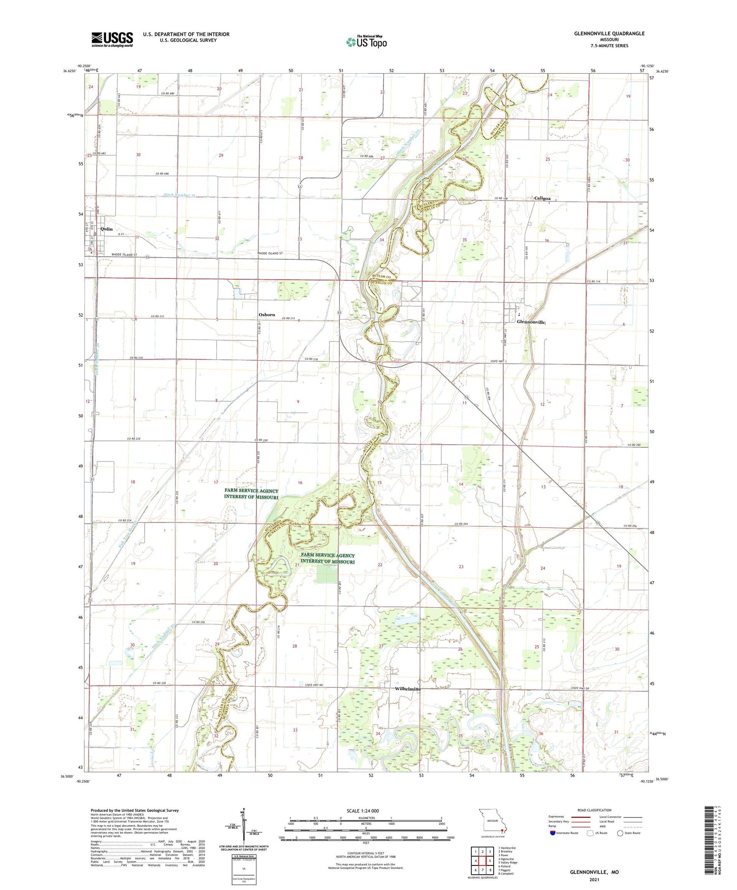 Glennonville Missouri US Topo Map Image