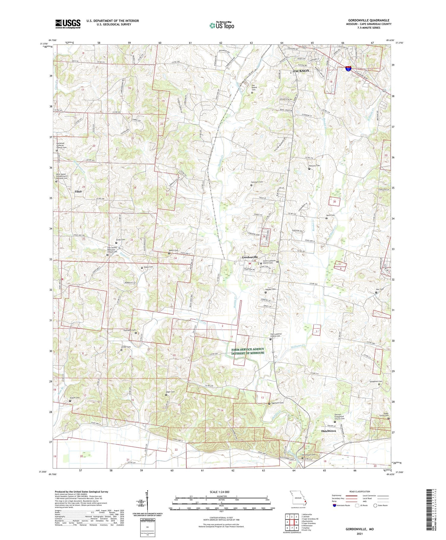 Gordonville Missouri US Topo Map Image