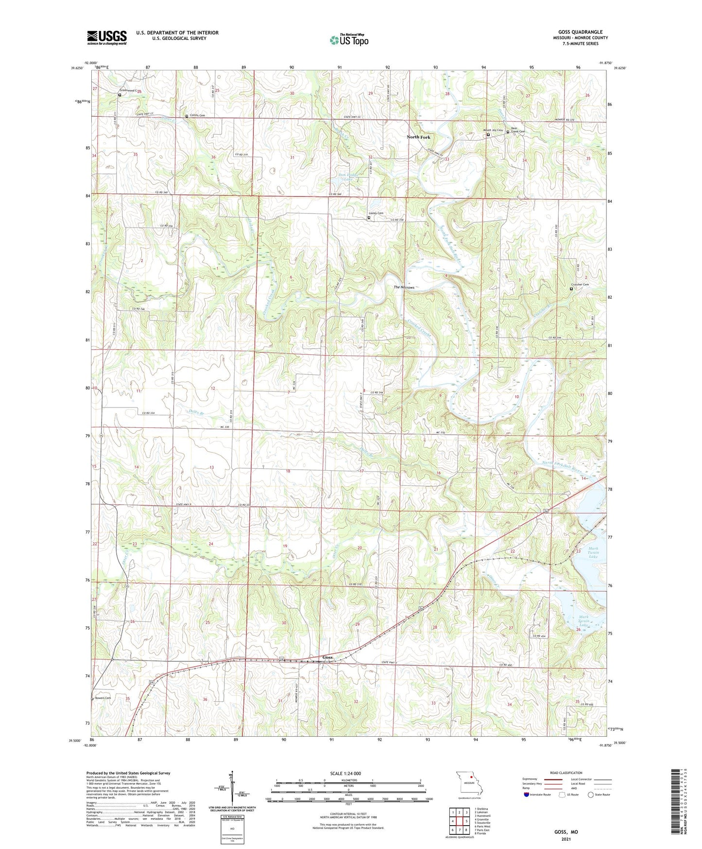 Goss Missouri US Topo Map Image
