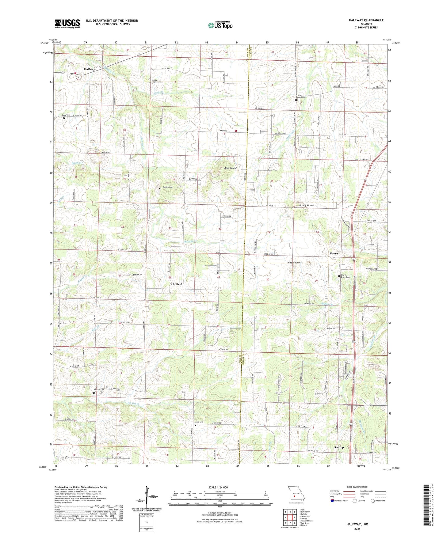 Halfway Missouri US Topo Map Image
