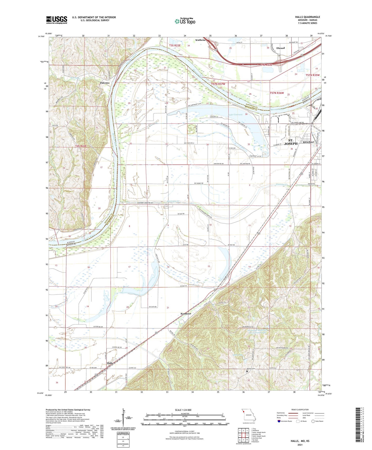 Halls Missouri US Topo Map Image