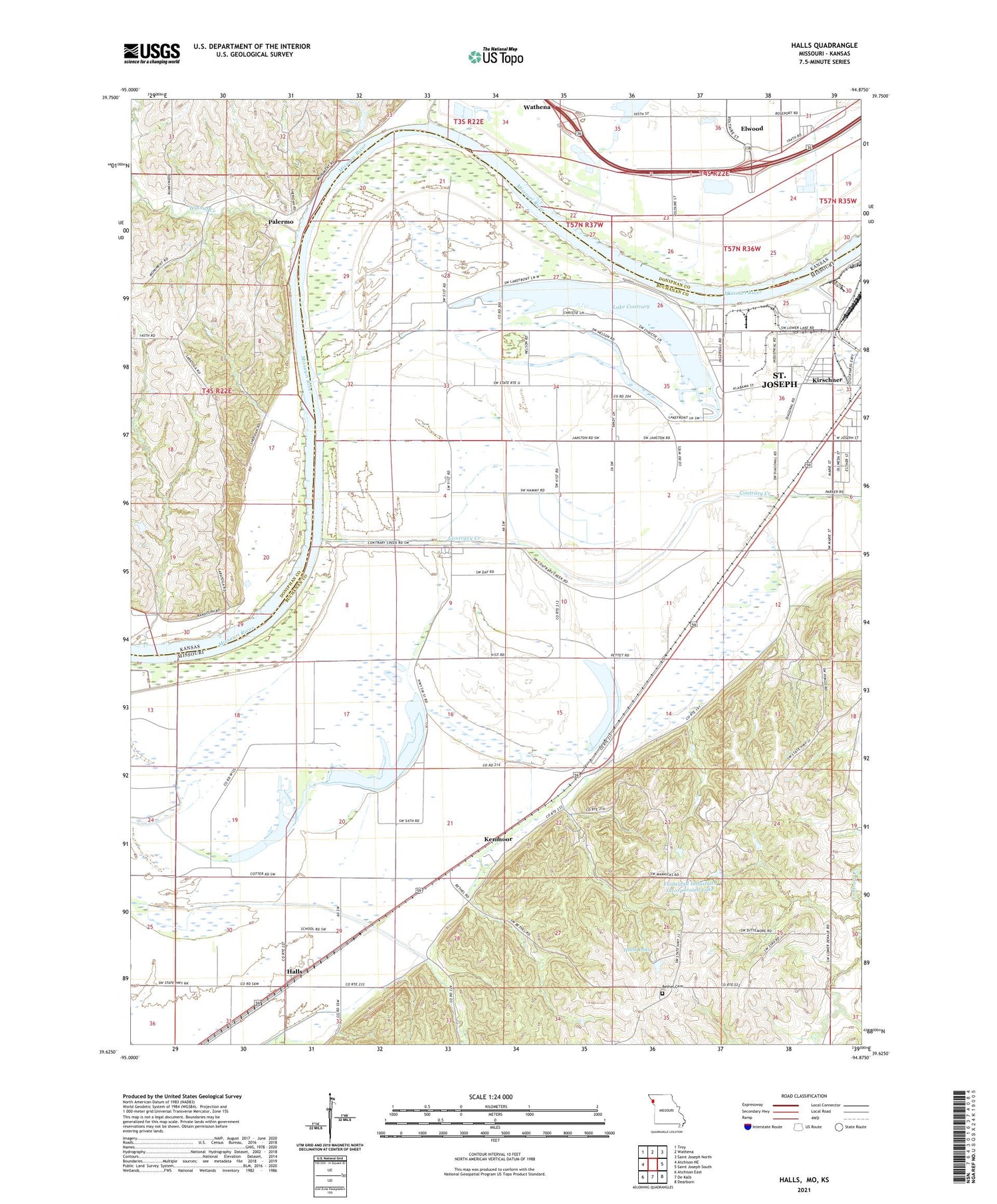 Halls Missouri US Topo Map Image