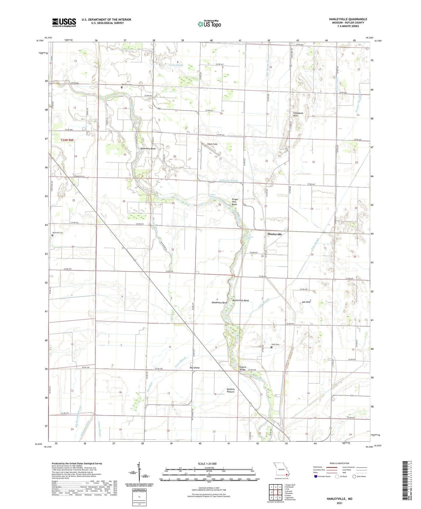Hanleyville Missouri US Topo Map Image