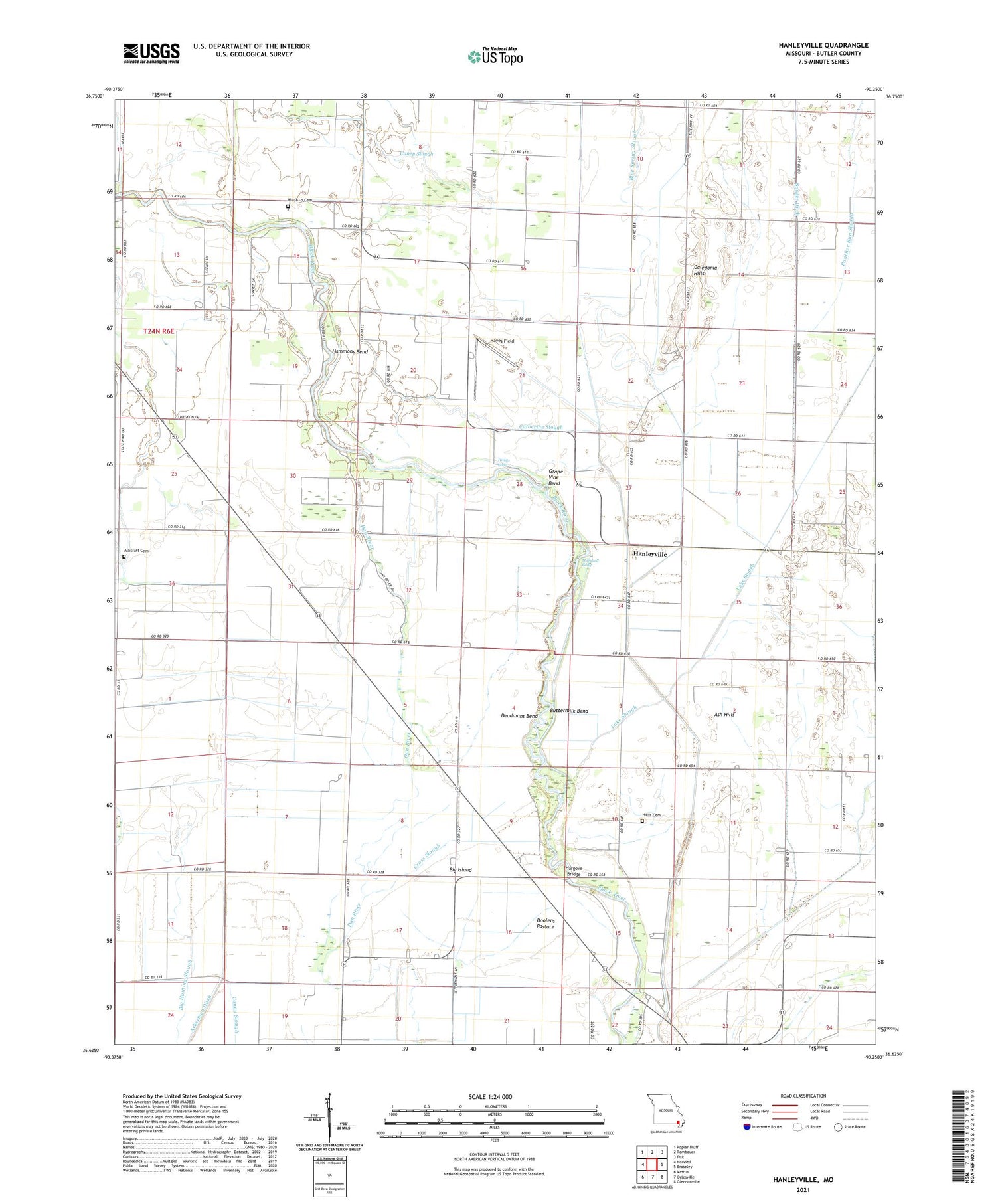 Hanleyville Missouri US Topo Map Image