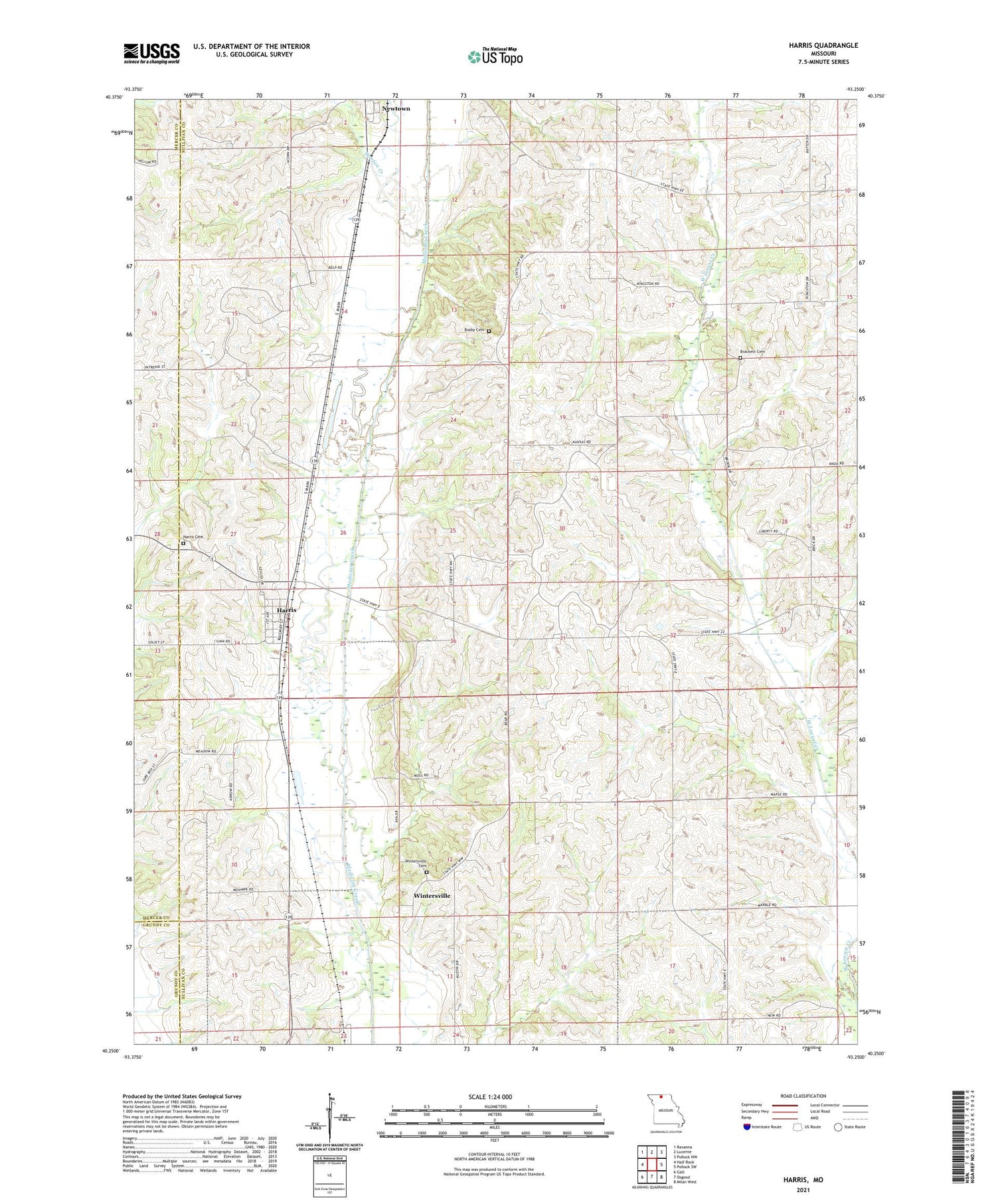 Harris Missouri US Topo Map Image