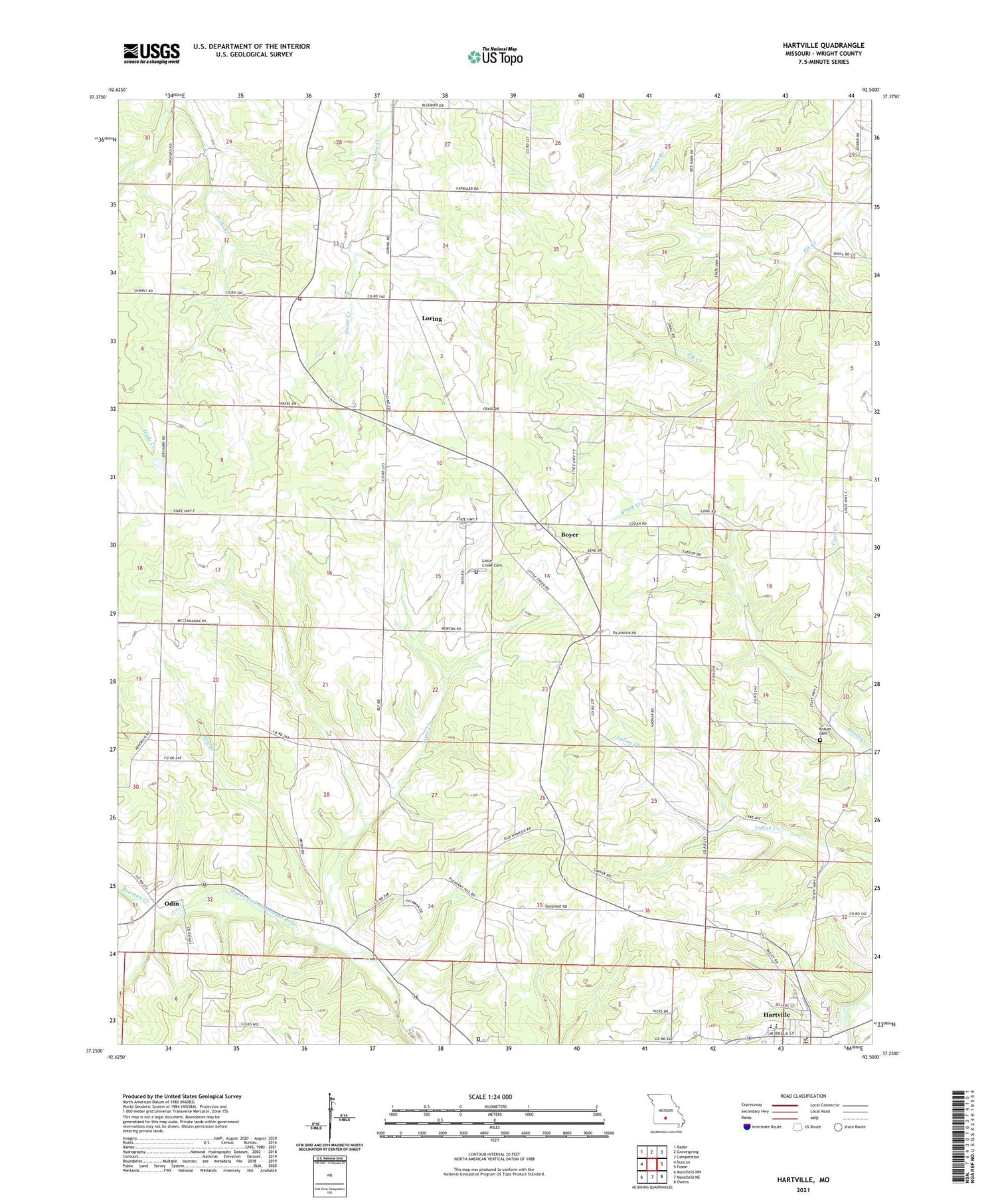Hartville Missouri US Topo Map Image
