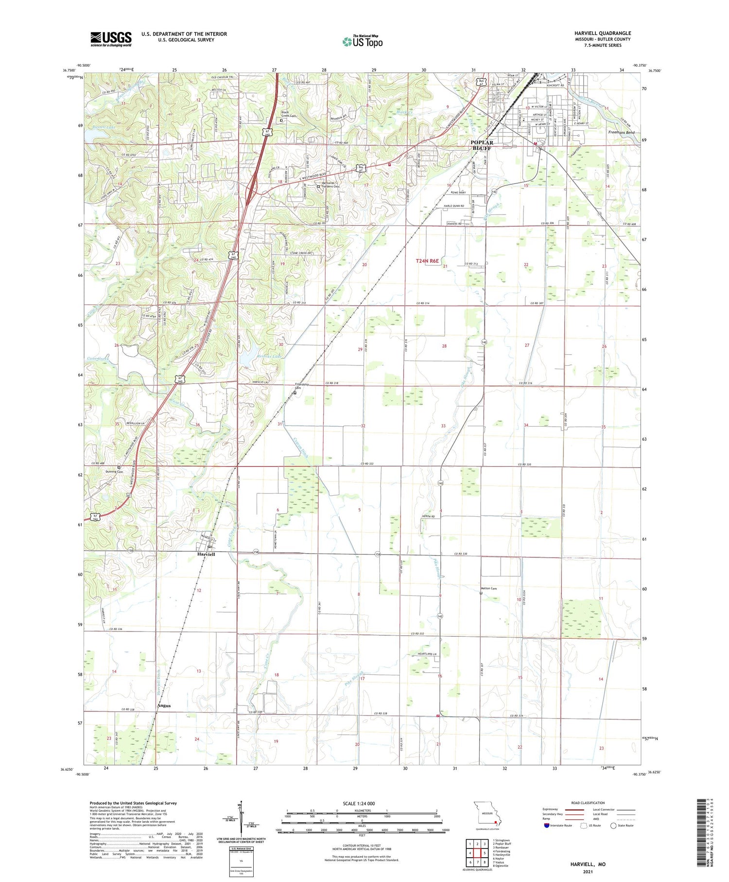 Harviell Missouri US Topo Map Image