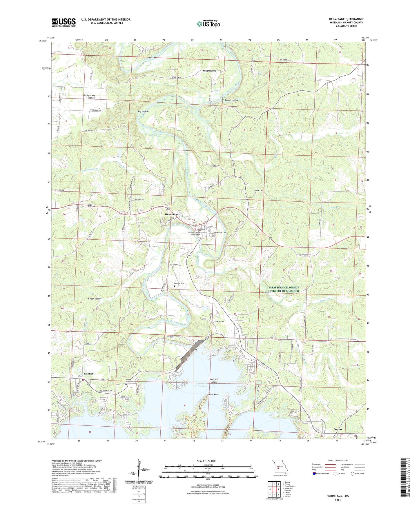 Hermitage Missouri US Topo Map Image