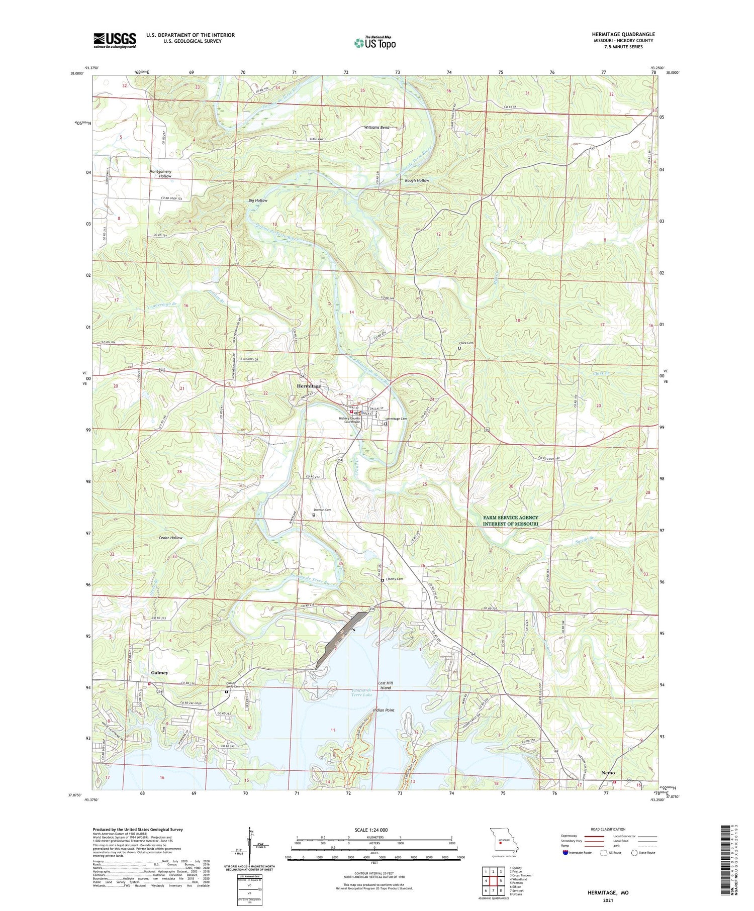 Hermitage Missouri US Topo Map Image