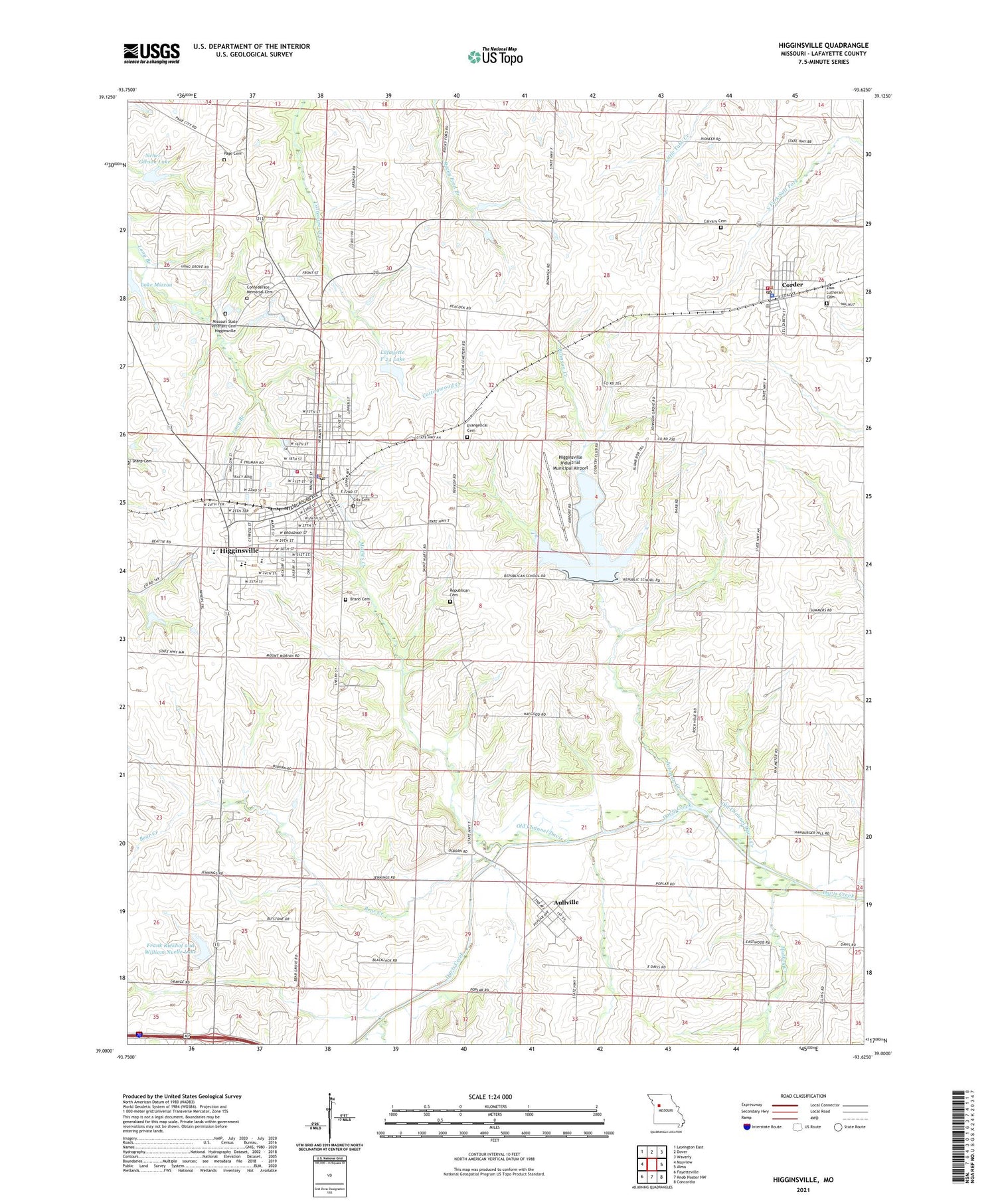 Higginsville Missouri US Topo Map Image