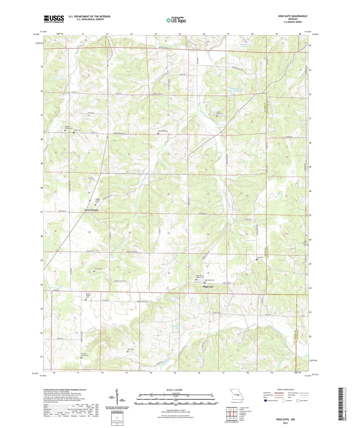 High Gate Missouri US Topo Map Image